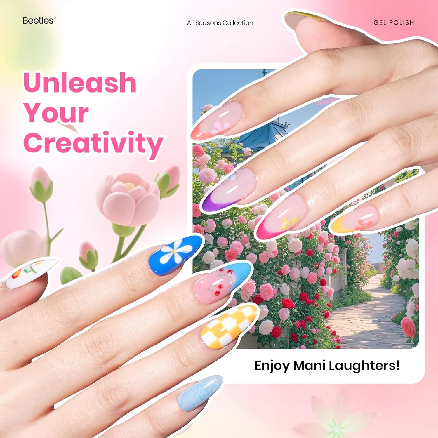 image:imageBeetles Gel Nail Polish Set 44 PCS Brown Nude Burgundy Gel Polish Nails Fairytale Town Collection with 4Pcs Base Glitter Matte Glossy Top Coat Soak off Uv Gel DIY ManicureDewdrop Flora