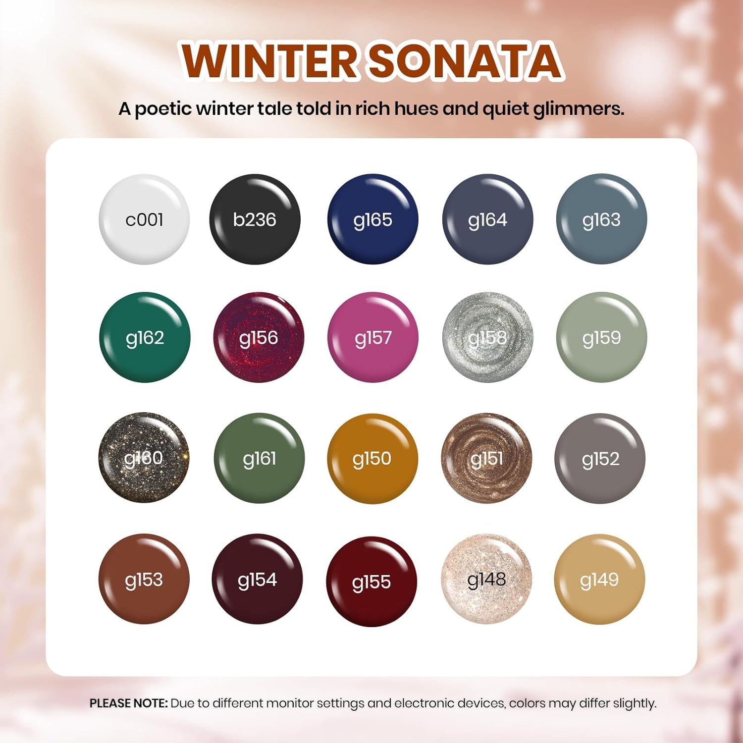 image:imageBeetles Gel Nail Polish Set 44 PCS Brown Nude Burgundy Gel Polish Nails Fairytale Town Collection with 4Pcs Base Glitter Matte Glossy Top Coat Soak off Uv Gel DIY Manicure00 Winter Sonata