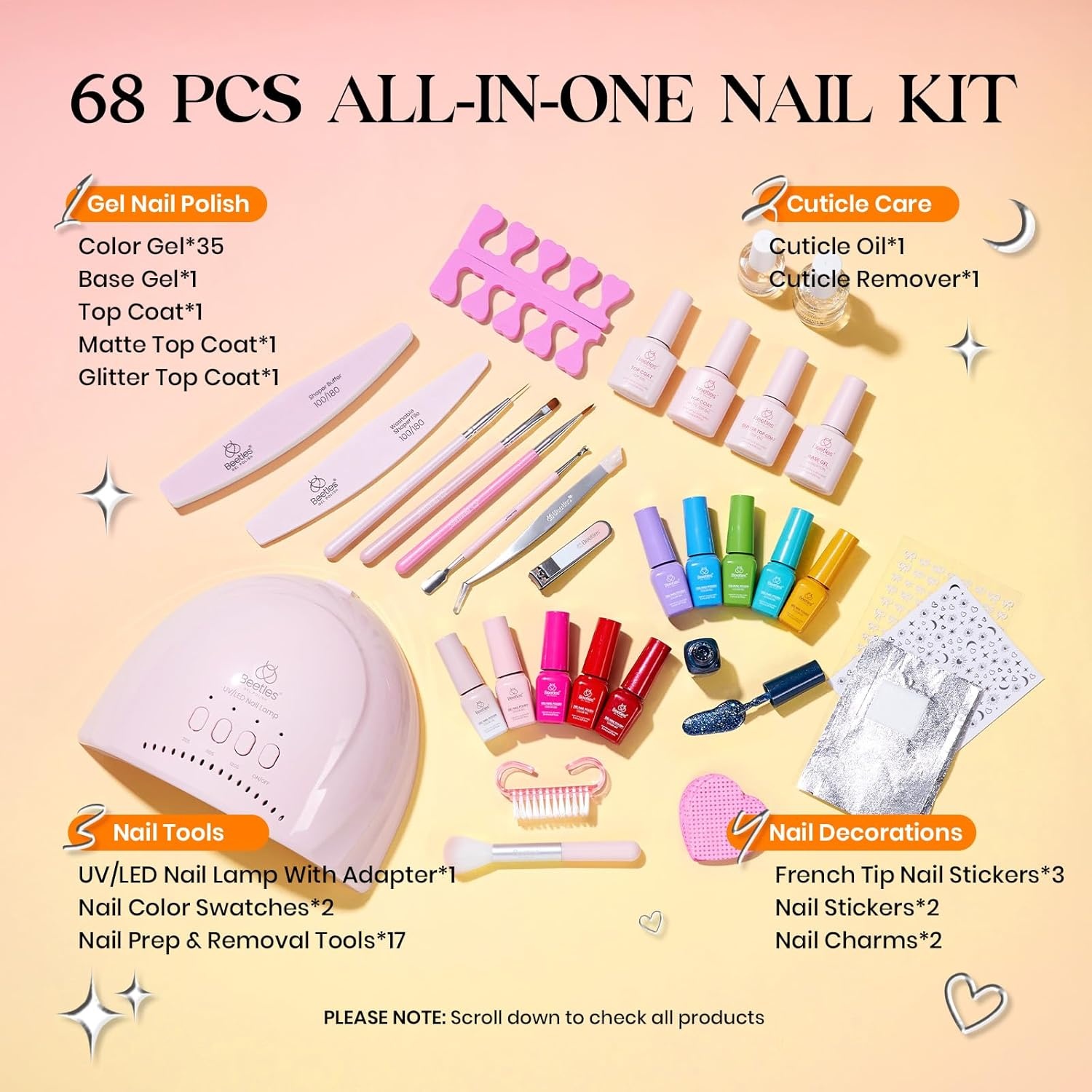 image:imageBeetles Gel Nail Polish Set 36 Colors Gel Polish Set Sparkle Red Pink Glitter Black Nail Kit Free Journey Collection with 3Pcs Base Top Coat Soak off Uv Gel Polish Manicure KitSeasonal Whispers