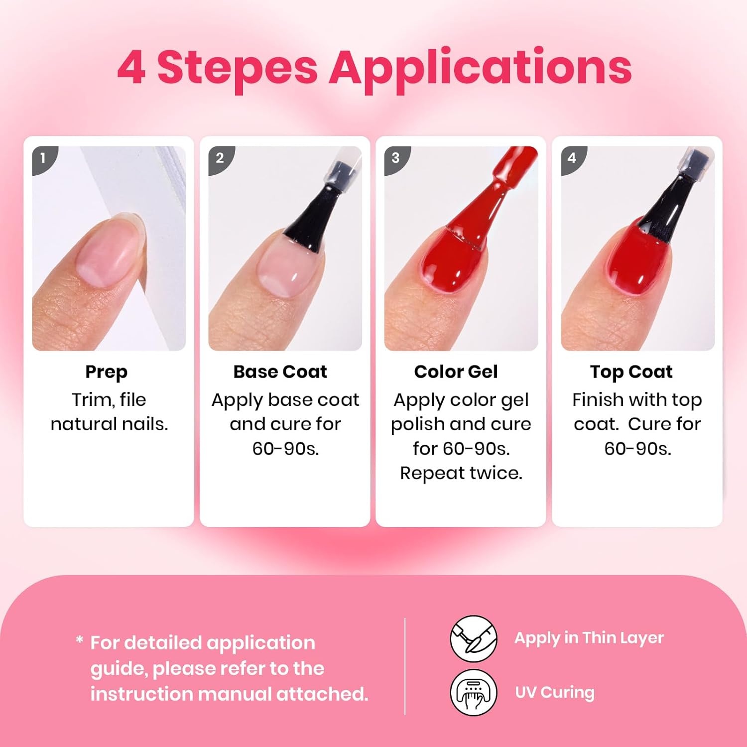 image:imageBeetles Gel Nail Polish Set 36 Colors Gel Polish Set Sparkle Red Pink Glitter Black Nail Kit Free Journey Collection with 3Pcs Base Top Coat Soak off Uv Gel Polish Manicure KitSweet Date