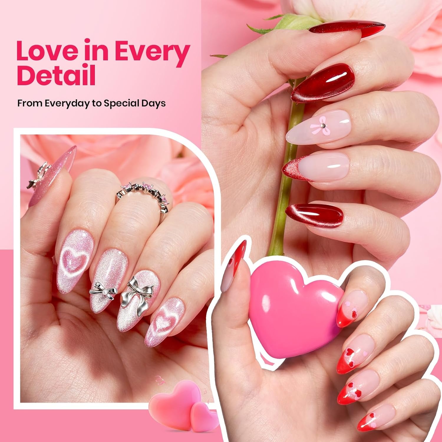 image:imageBeetles Gel Nail Polish Set 36 Colors Gel Polish Set Sparkle Red Pink Glitter Black Nail Kit Free Journey Collection with 3Pcs Base Top Coat Soak off Uv Gel Polish Manicure KitSweet Date