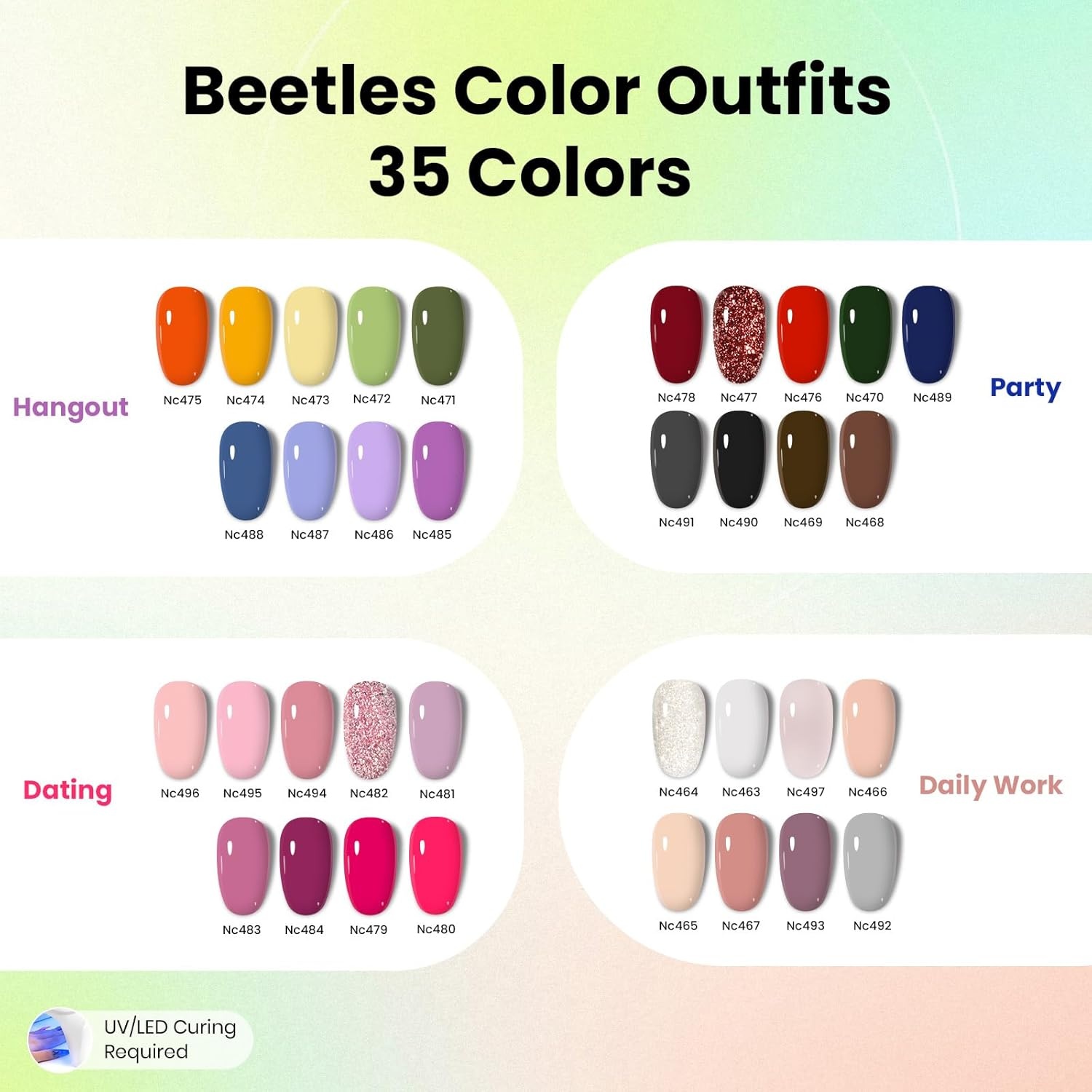 image:imageBeetles Gel Nail Polish Set 36 Colors Gel Polish Set Sparkle Red Pink Glitter Black Nail Kit Free Journey Collection with 3Pcs Base Top Coat Soak off Uv Gel Polish Manicure KitOutfit Collection
