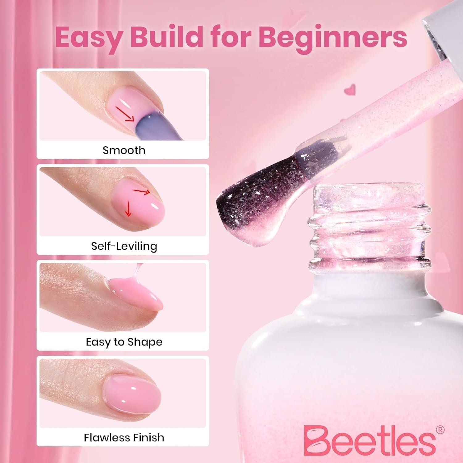 image:imageBeetles Gel Nail Polish Set 36 Colors Gel Polish Set Sparkle Red Pink Glitter Black Nail Kit Free Journey Collection with 3Pcs Base Top Coat Soak off Uv Gel Polish Manicure KitBuilder Nail Gel KitBlush Charm