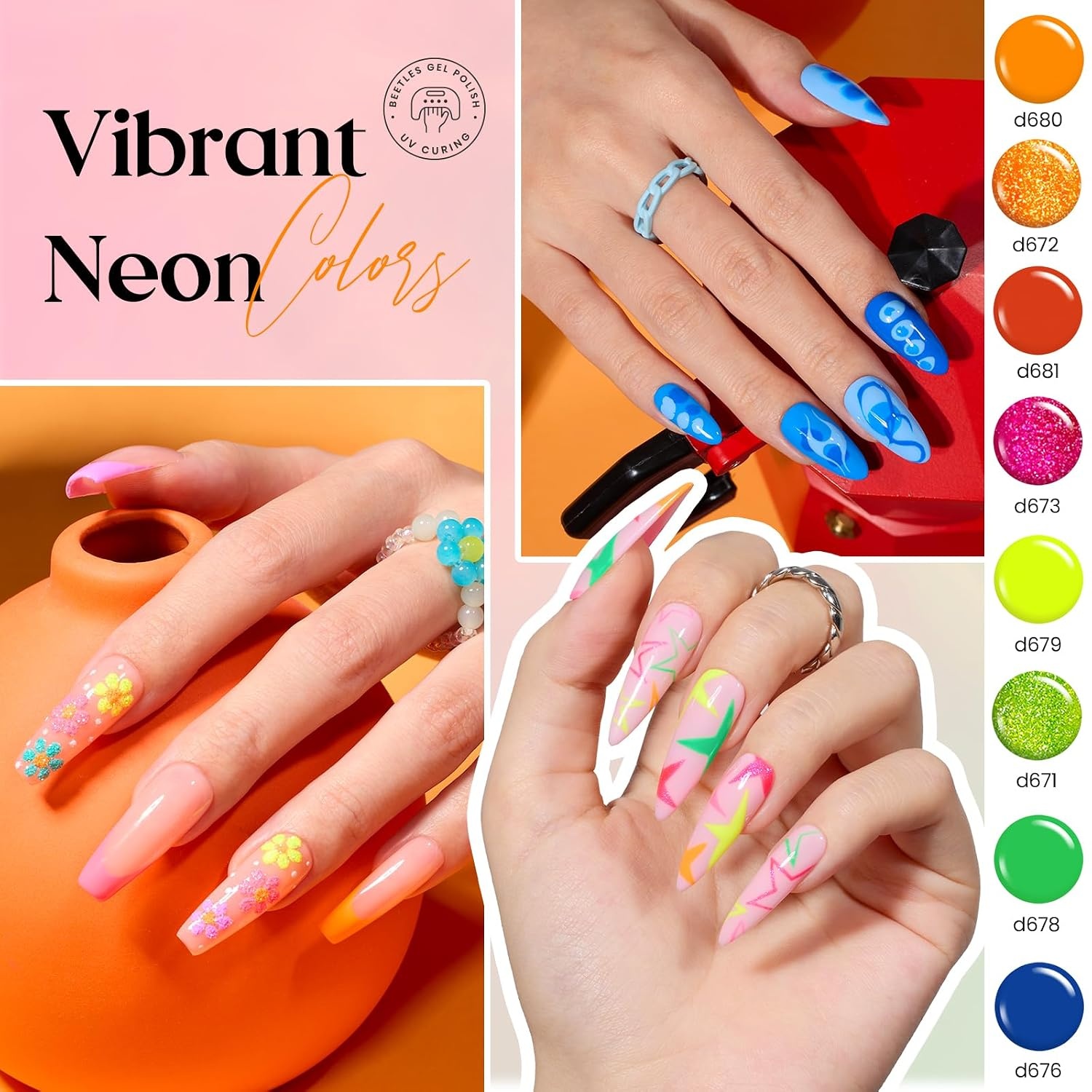 image:imageBeetles Gel Nail Polish Set 36 Colors Gel Polish Set Sparkle Red Pink Glitter Black Nail Kit Free Journey Collection with 3Pcs Base Top Coat Soak off Uv Gel Polish Manicure Kit50 Colors Set