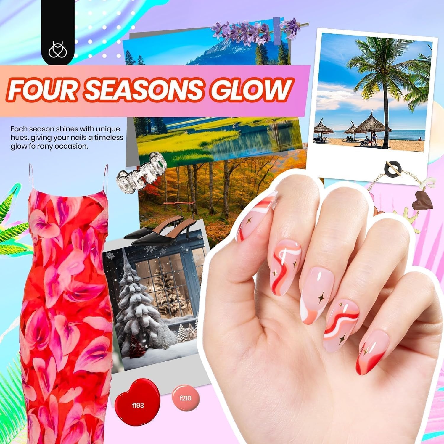 image:imageBeetles Gel Nail Polish Set 36 Colors Gel Polish Set Sparkle Red Pink Glitter Black Nail Kit Free Journey Collection with 3Pcs Base Top Coat Soak off Uv Gel Polish Manicure KitFour Seasons Glow Nail Kit for Beginners