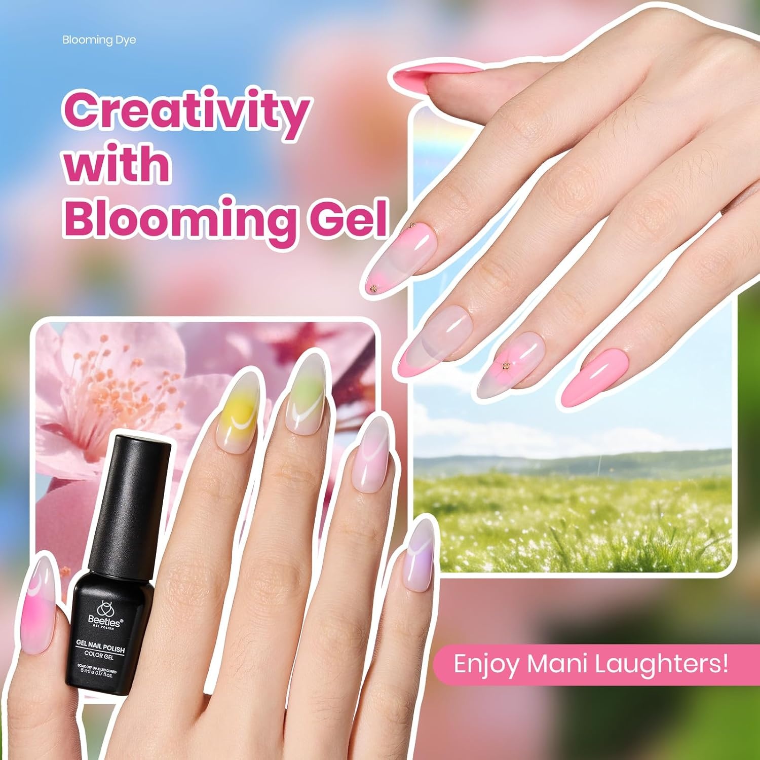 image:imageBeetles Gel Nail Polish Set 36 Colors Gel Polish Set Sparkle Red Pink Glitter Black Nail Kit Free Journey Collection with 3Pcs Base Top Coat Soak off Uv Gel Polish Manicure KitBlooming Dye