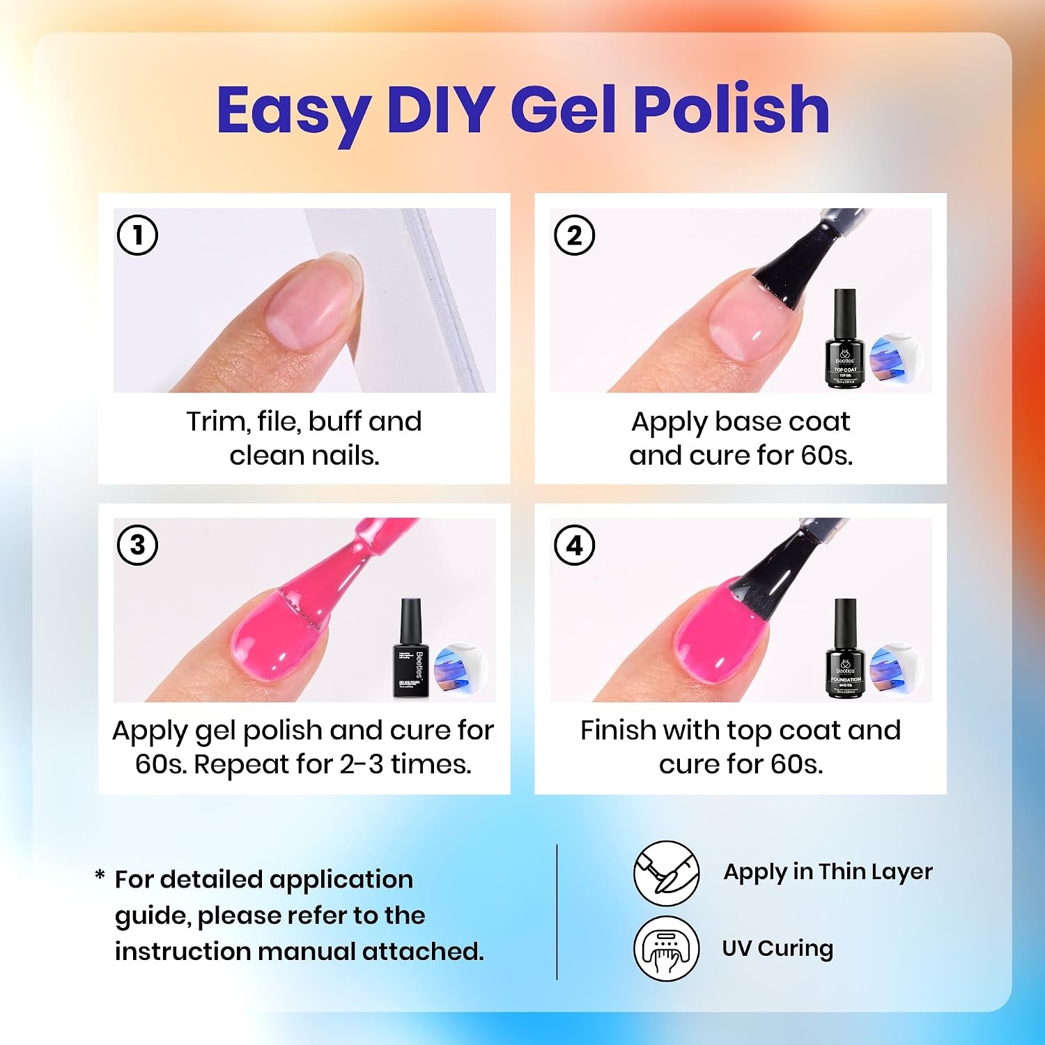 image:imageBeetles Gel Nail Polish Set 36 Colors Gel Polish Set Sparkle Red Pink Glitter Black Nail Kit Free Journey Collection with 3Pcs Base Top Coat Soak off Uv Gel Polish Manicure Kit020 Colors