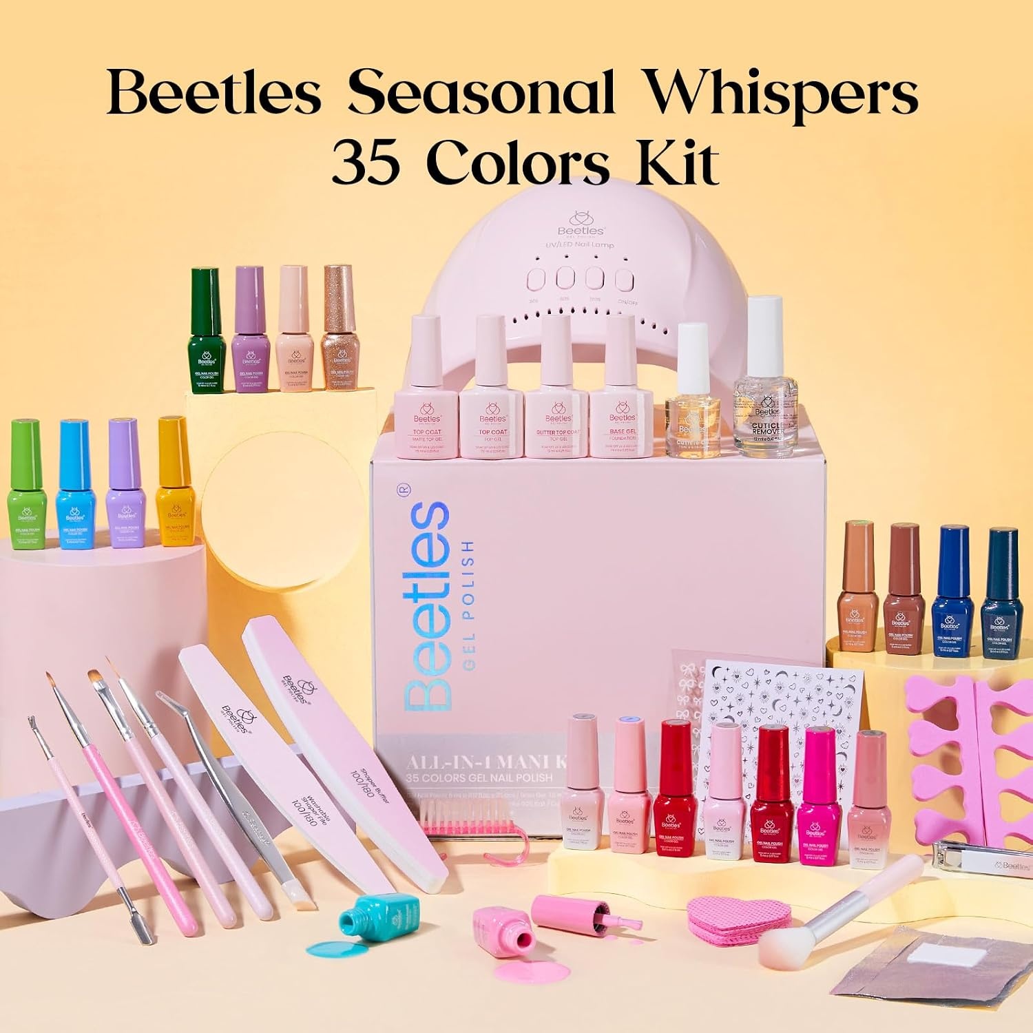 image:imageBeetles Gel Nail Polish Set 36 Colors Gel Polish Set Sparkle Red Pink Glitter Black Nail Kit Free Journey Collection with 3Pcs Base Top Coat Soak off Uv Gel Polish Manicure KitSeasonal Whispers