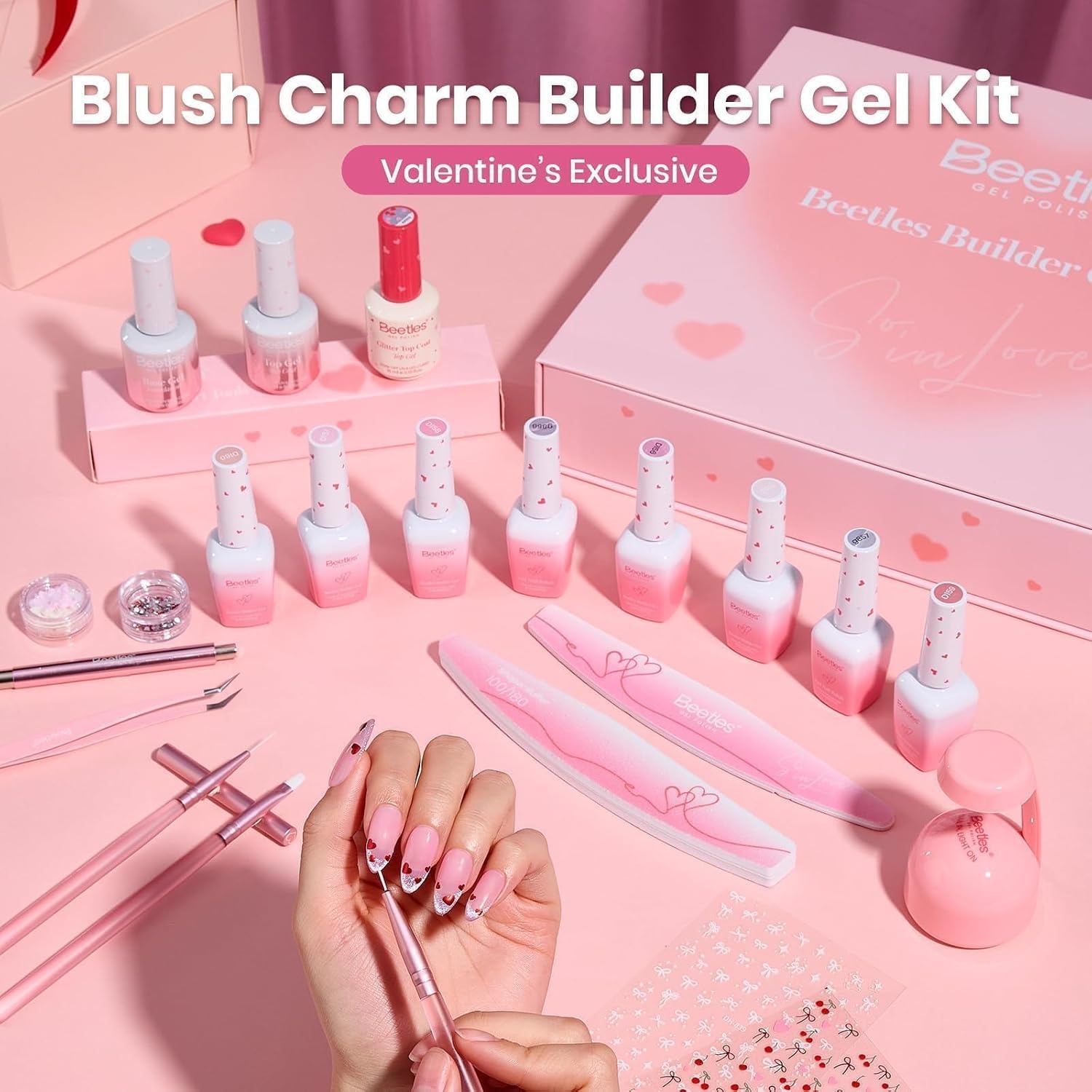 image:imageBeetles Gel Nail Polish Set 36 Colors Gel Polish Set Sparkle Red Pink Glitter Black Nail Kit Free Journey Collection with 3Pcs Base Top Coat Soak off Uv Gel Polish Manicure KitBuilder Nail Gel KitBlush Charm