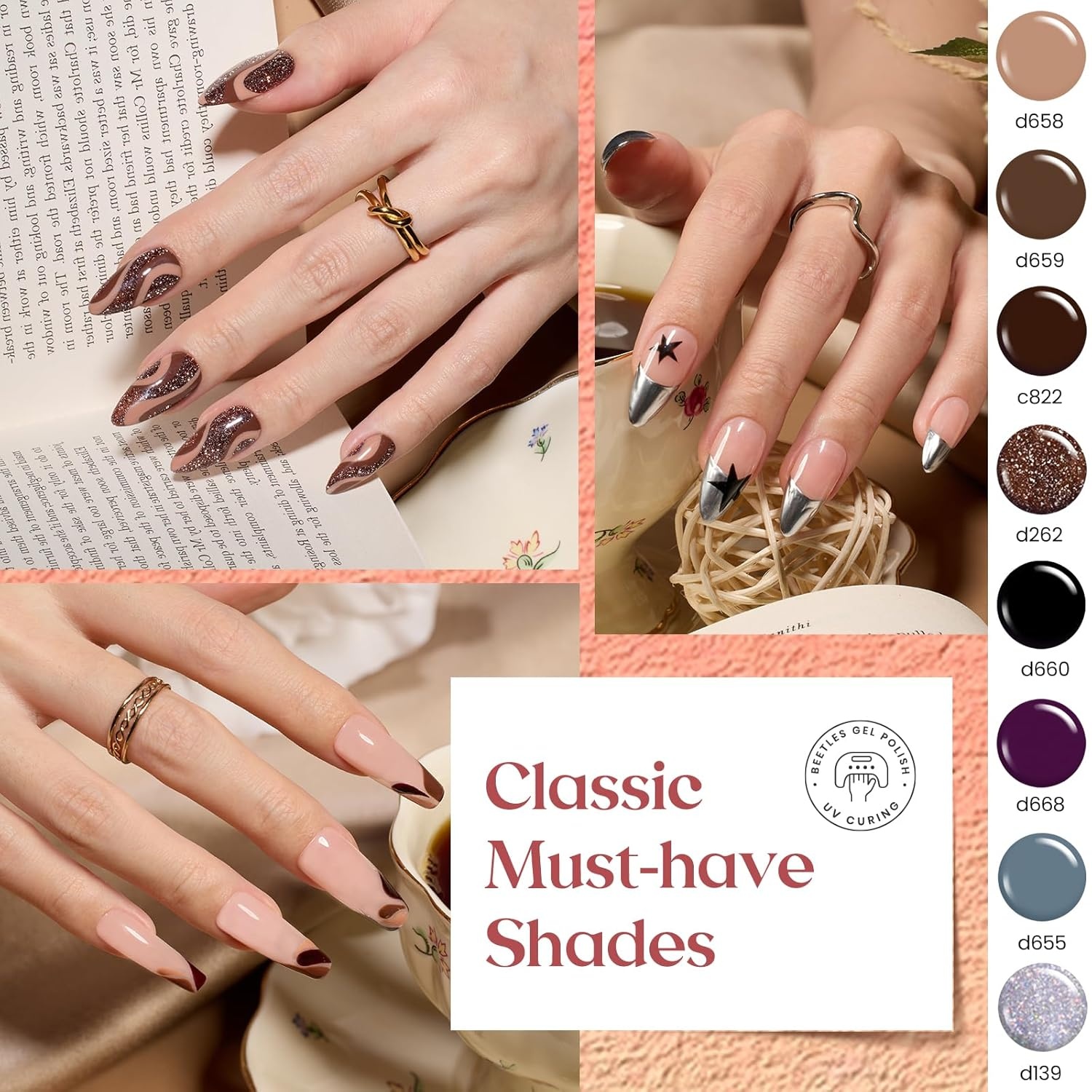 image:imageBeetles Gel Nail Polish Set 36 Colors Gel Polish Set Sparkle Red Pink Glitter Black Nail Kit Free Journey Collection with 3Pcs Base Top Coat Soak off Uv Gel Polish Manicure Kit50 Colors Set