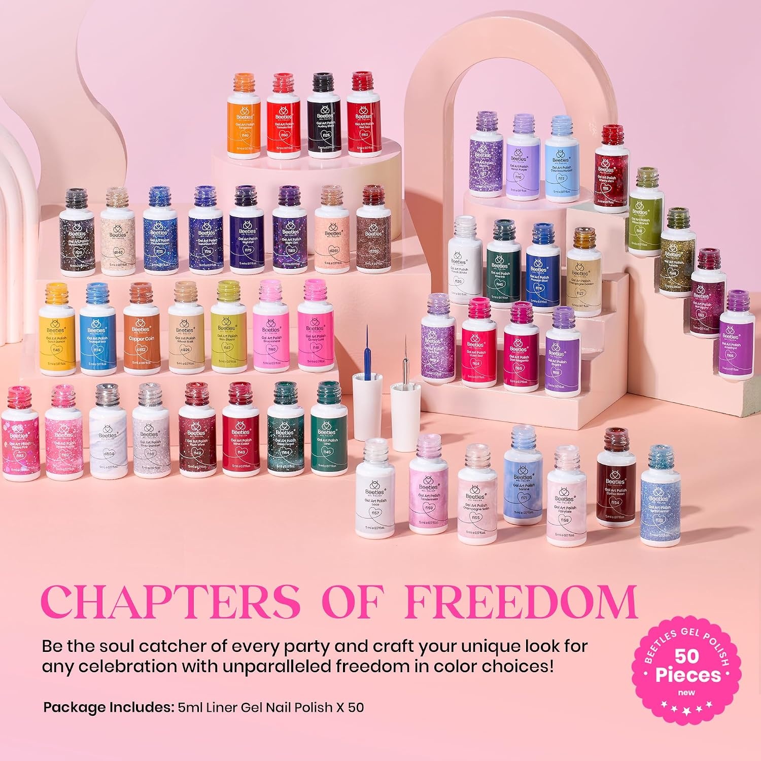 image:imageBeetles Gel Nail Polish Set 36 Colors Gel Polish Set Sparkle Red Pink Glitter Black Nail Kit Free Journey Collection with 3Pcs Base Top Coat Soak off Uv Gel Polish Manicure Kit50 Colors Glitter Swirl Nails Art