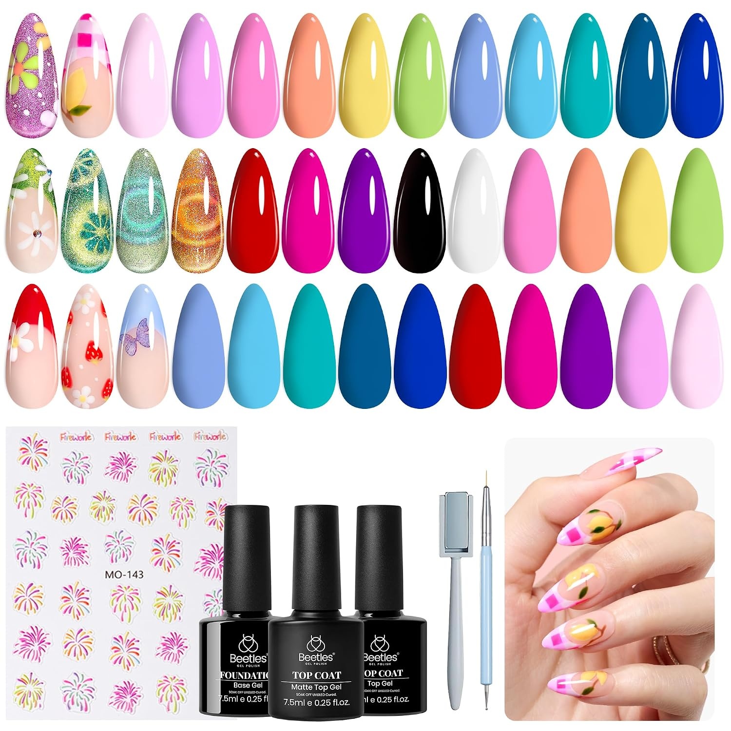 image:imageBeetles Gel Polish Set 39Pcs Red Burgundy Blue Green Nude Pink Purple Gel Nail Polish with Base Top Coat for Manicure Lovers DIY at Home UV LED Needed Gift for Women Enchanted JewelryMagical Kingdom