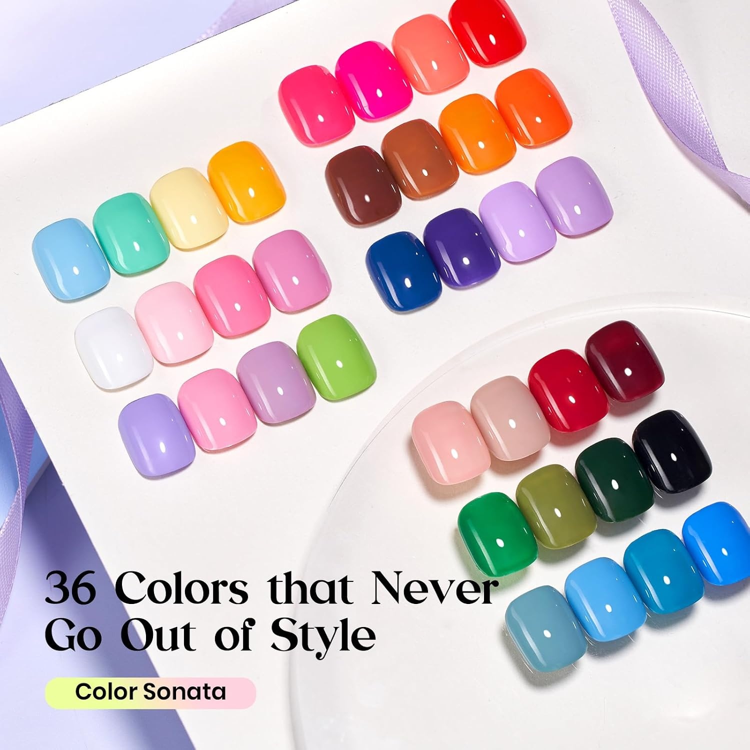 image:imageBeetles Gel Polish Set 39Pcs Red Burgundy Blue Green Nude Pink Purple Gel Nail Polish with Base Top Coat for Manicure Lovers DIY at Home UV LED Needed Gift for Women Enchanted JewelryColor Sonata