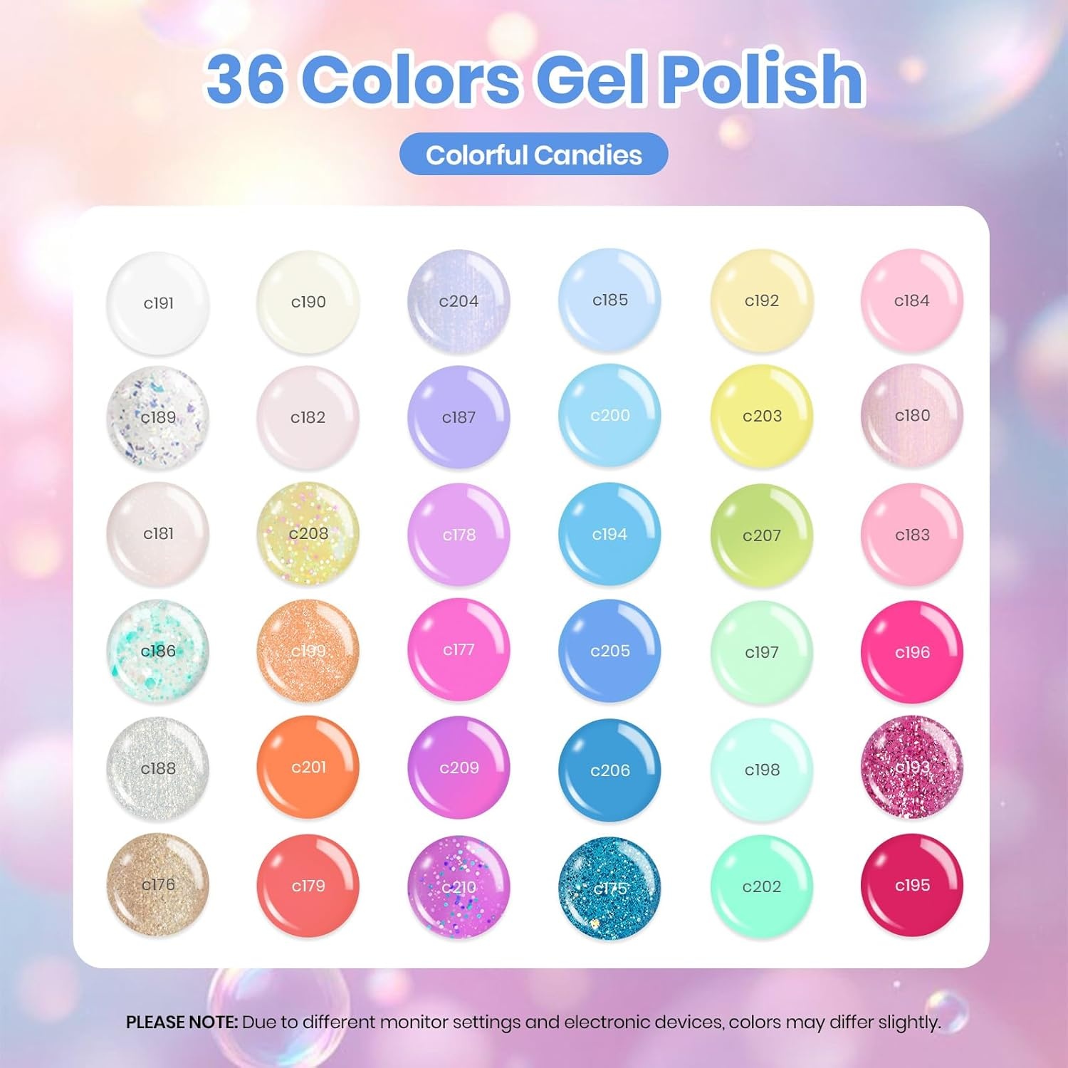 image:imageBeetles Gel Polish Set 39Pcs Red Burgundy Blue Green Nude Pink Purple Gel Nail Polish with Base Top Coat for Manicure Lovers DIY at Home UV LED Needed Gift for Women Enchanted JewelryColorful Candies