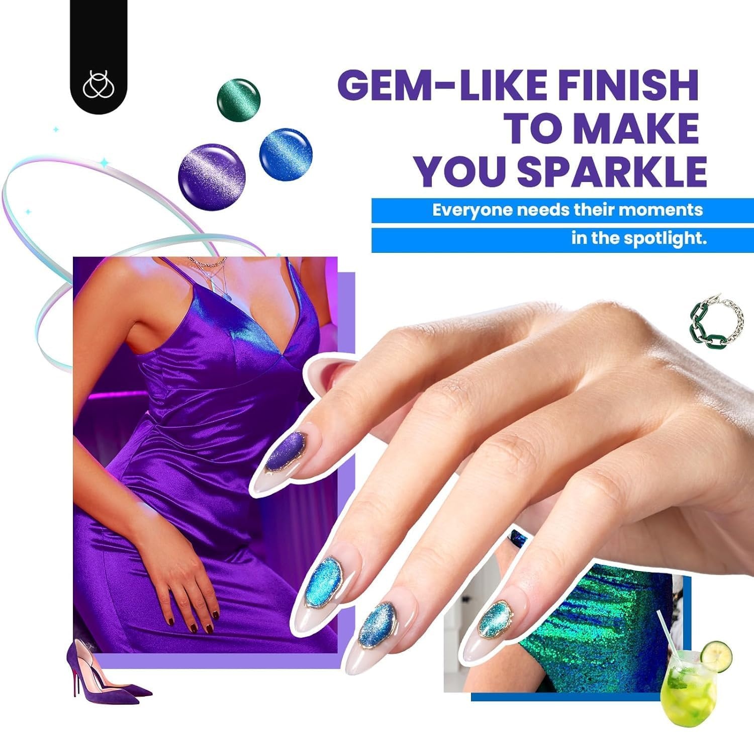 image:imageBeetles Gel Polish Set 39Pcs Red Burgundy Blue Green Nude Pink Purple Gel Nail Polish with Base Top Coat for Manicure Lovers DIY at Home UV LED Needed Gift for Women Enchanted Jewelry000Galaxy Gemlight
