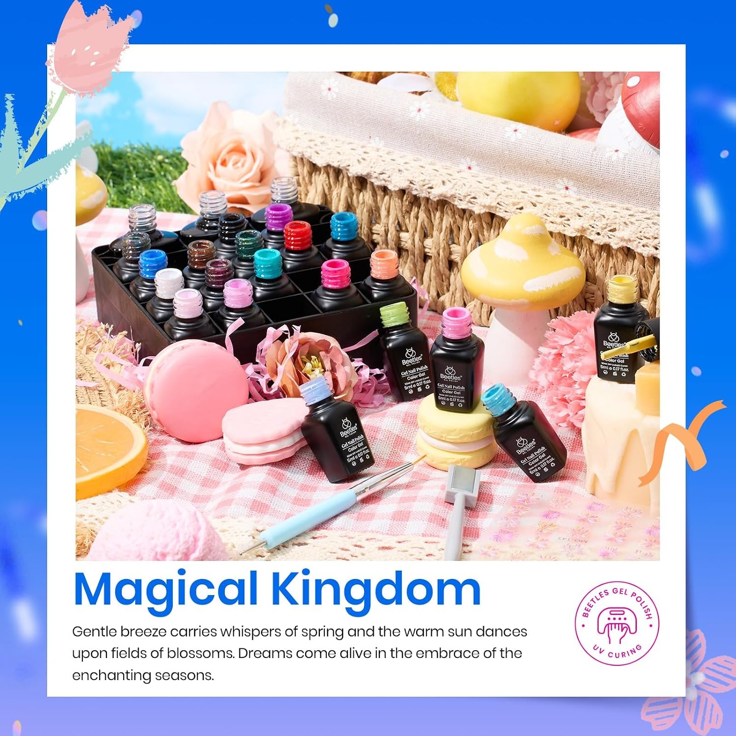 image:imageBeetles Gel Polish Set 39Pcs Red Burgundy Blue Green Nude Pink Purple Gel Nail Polish with Base Top Coat for Manicure Lovers DIY at Home UV LED Needed Gift for Women Enchanted JewelryMagical Kingdom