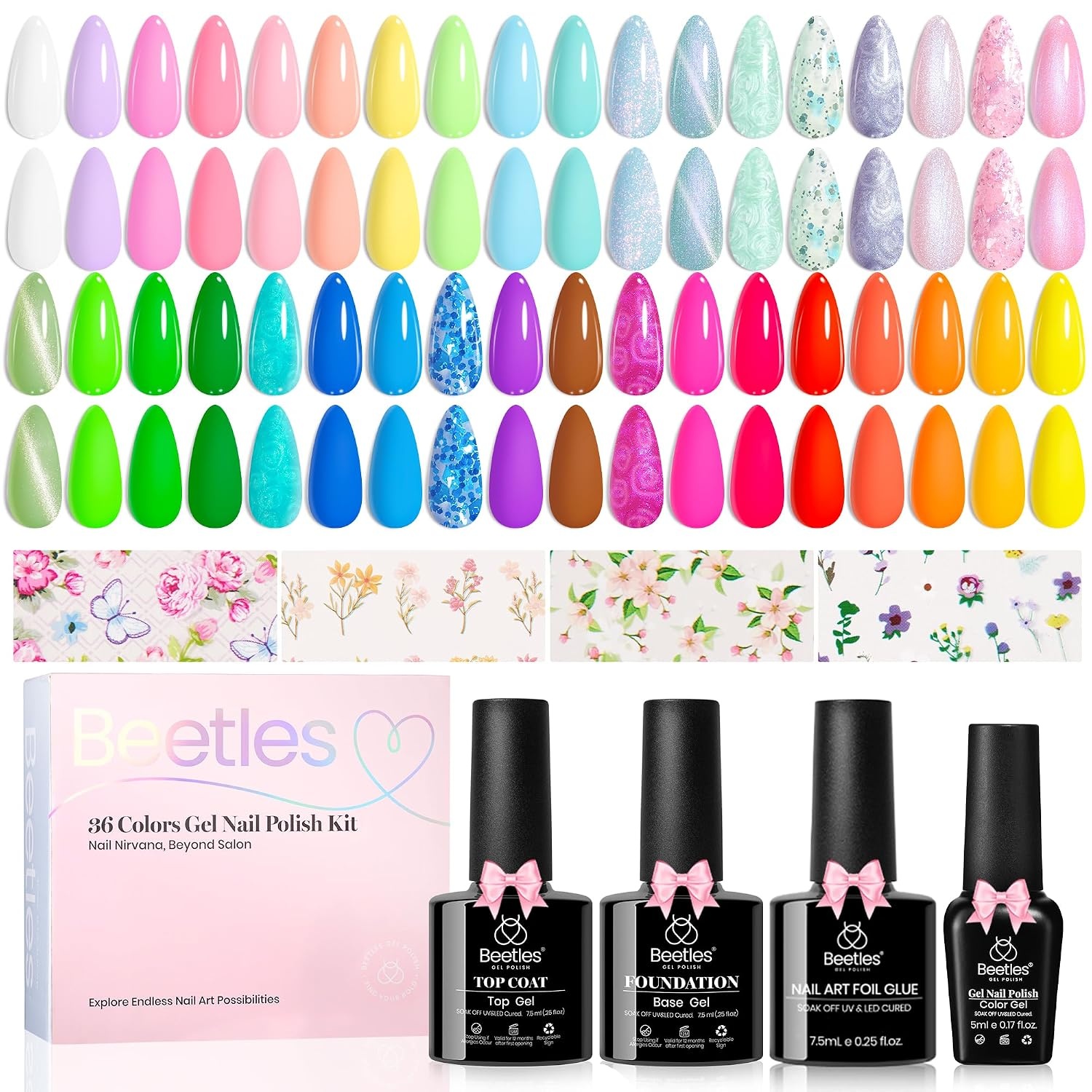 image:imageBeetles Gel Polish Set 39Pcs Red Burgundy Blue Green Nude Pink Purple Gel Nail Polish with Base Top Coat for Manicure Lovers DIY at Home UV LED Needed Gift for Women Enchanted JewelryImpressionist Garden