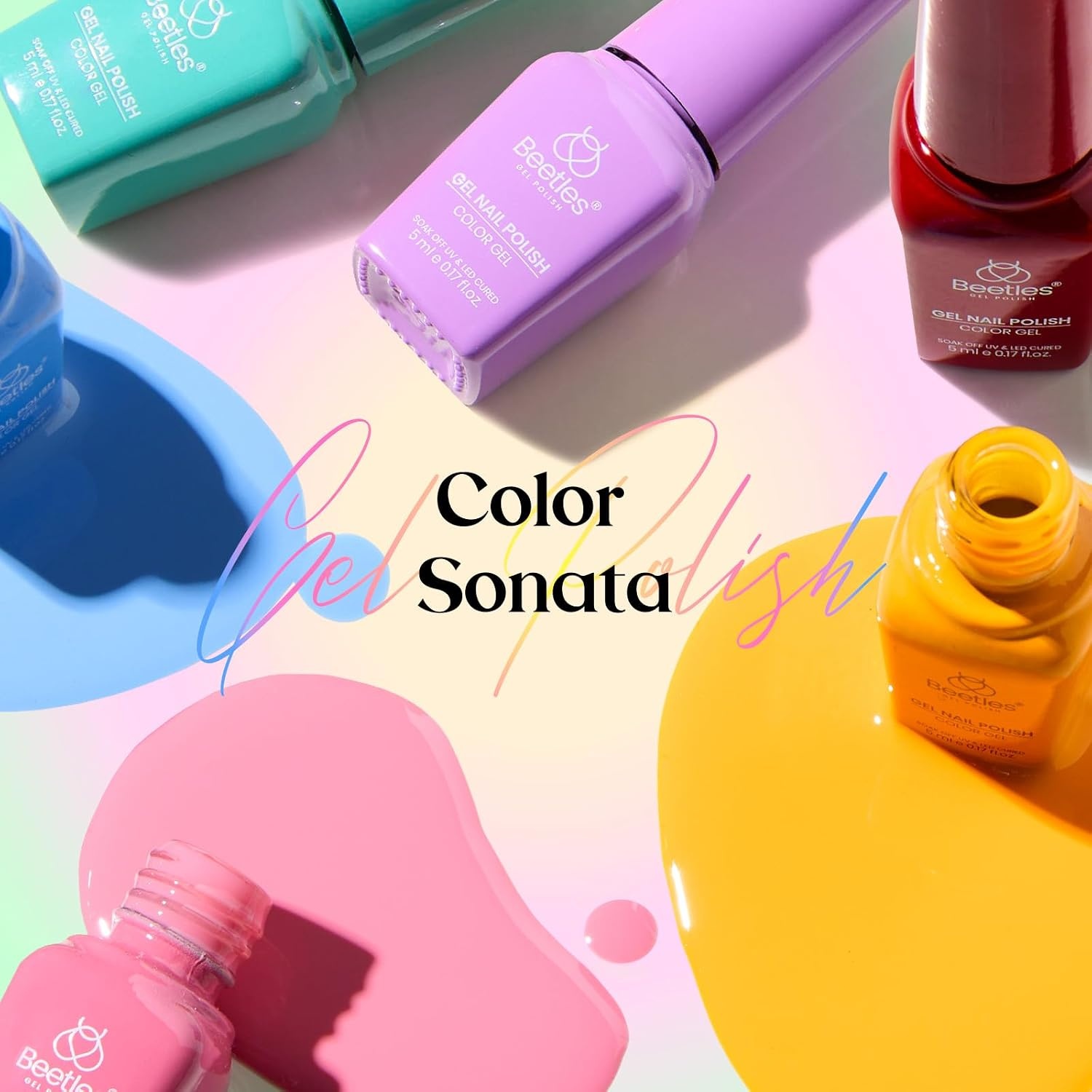 image:imageBeetles Gel Polish Set 39Pcs Red Burgundy Blue Green Nude Pink Purple Gel Nail Polish with Base Top Coat for Manicure Lovers DIY at Home UV LED Needed Gift for Women Enchanted JewelryColor Sonata