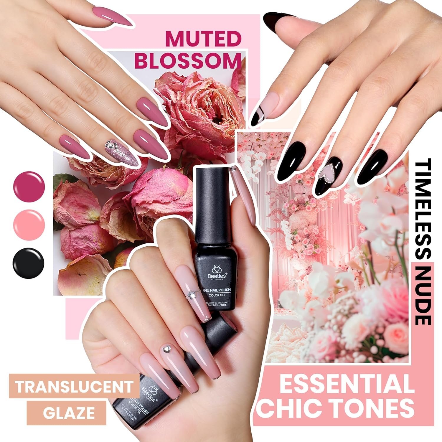 image:imageBeetles Gel Polish Set 39Pcs Red Burgundy Blue Green Nude Pink Purple Gel Nail Polish with Base Top Coat for Manicure Lovers DIY at Home UV LED Needed Gift for Women Enchanted JewelryChroma Dreams