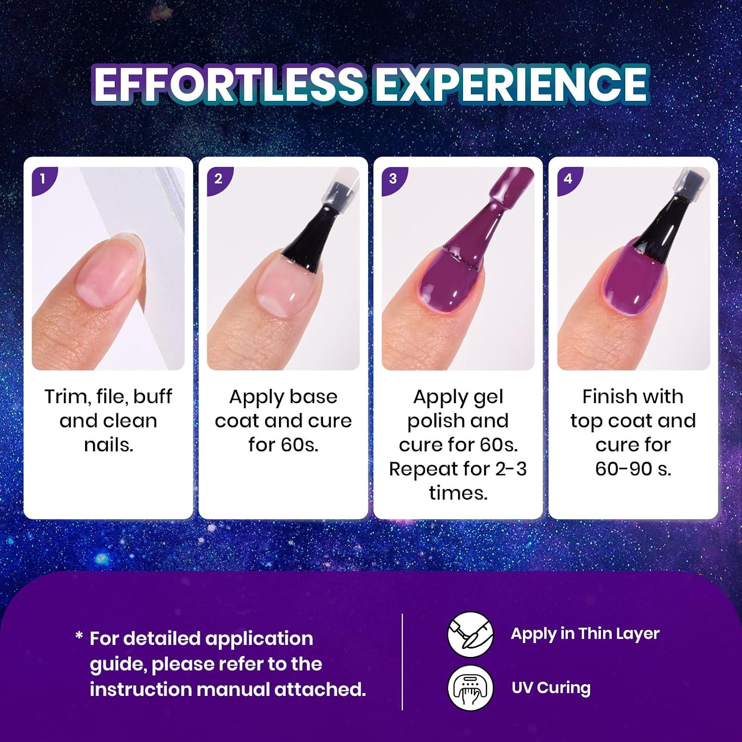 image:imageBeetles Gel Polish Set 39Pcs Red Burgundy Blue Green Nude Pink Purple Gel Nail Polish with Base Top Coat for Manicure Lovers DIY at Home UV LED Needed Gift for Women Enchanted JewelryStellar Mirage
