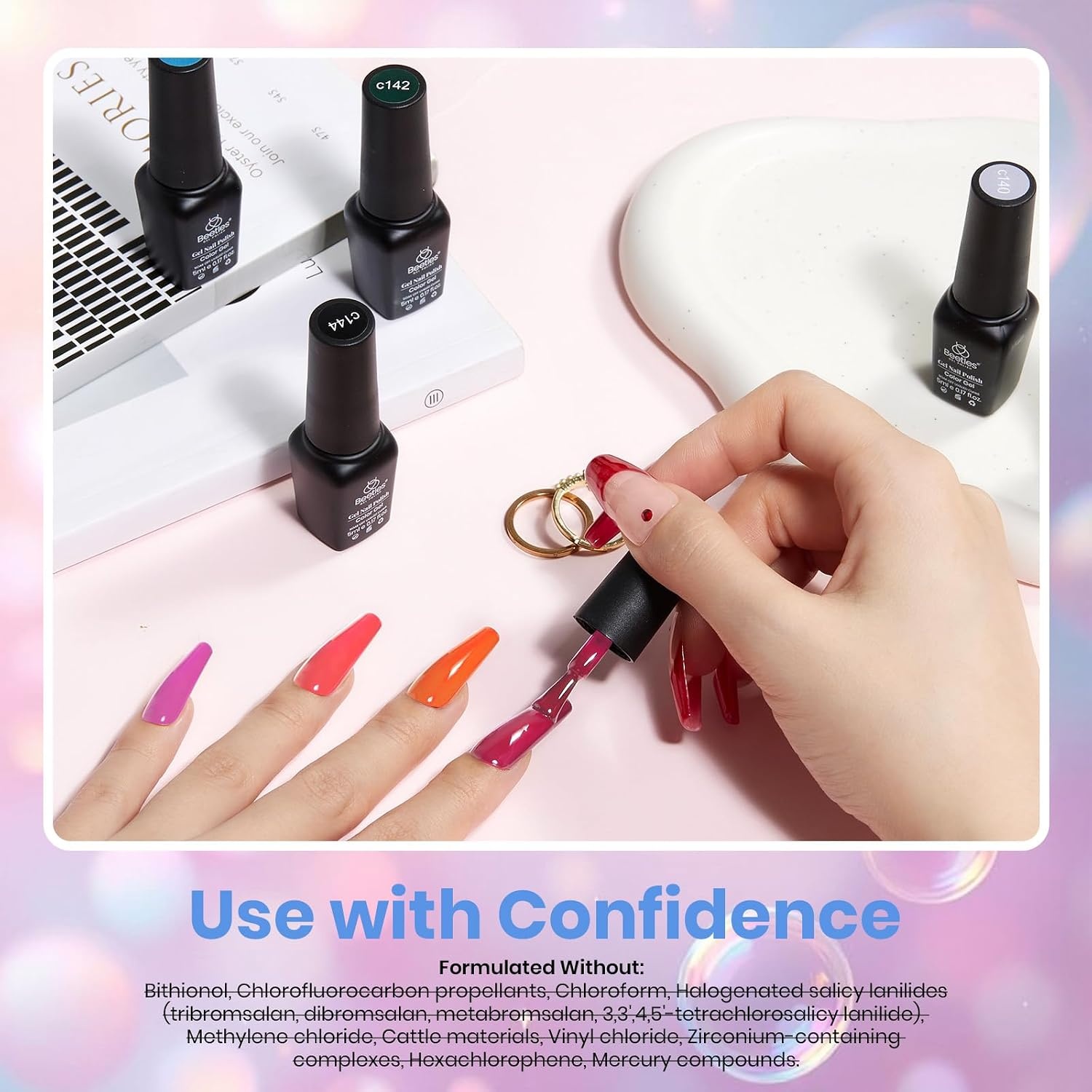 image:imageBeetles Gel Polish Set 39Pcs Red Burgundy Blue Green Nude Pink Purple Gel Nail Polish with Base Top Coat for Manicure Lovers DIY at Home UV LED Needed Gift for Women Enchanted JewelryColorful Candies