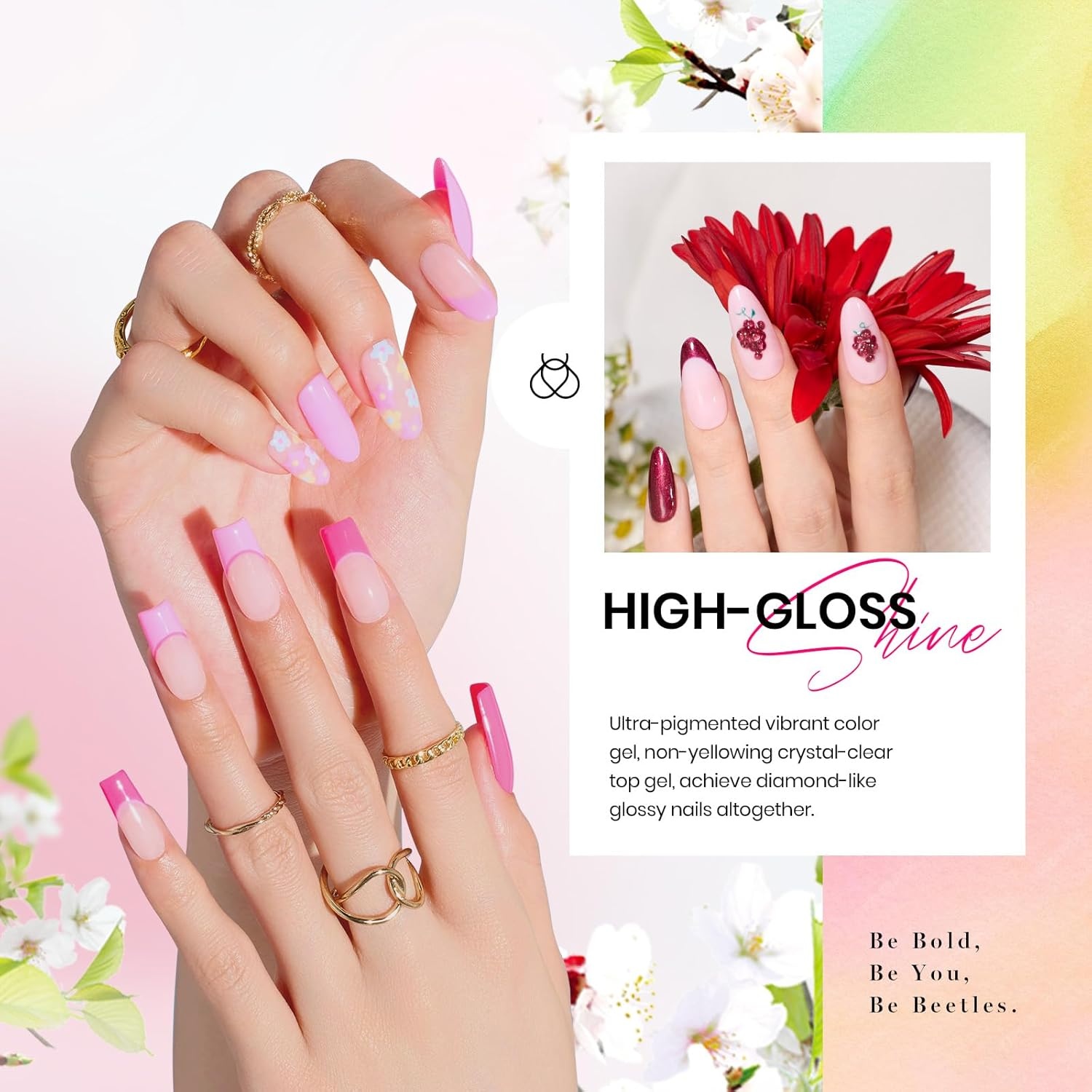 image:imageBeetles Gel Polish Set 39Pcs Red Burgundy Blue Green Nude Pink Purple Gel Nail Polish with Base Top Coat for Manicure Lovers DIY at Home UV LED Needed Gift for Women Enchanted JewelryColors of Life