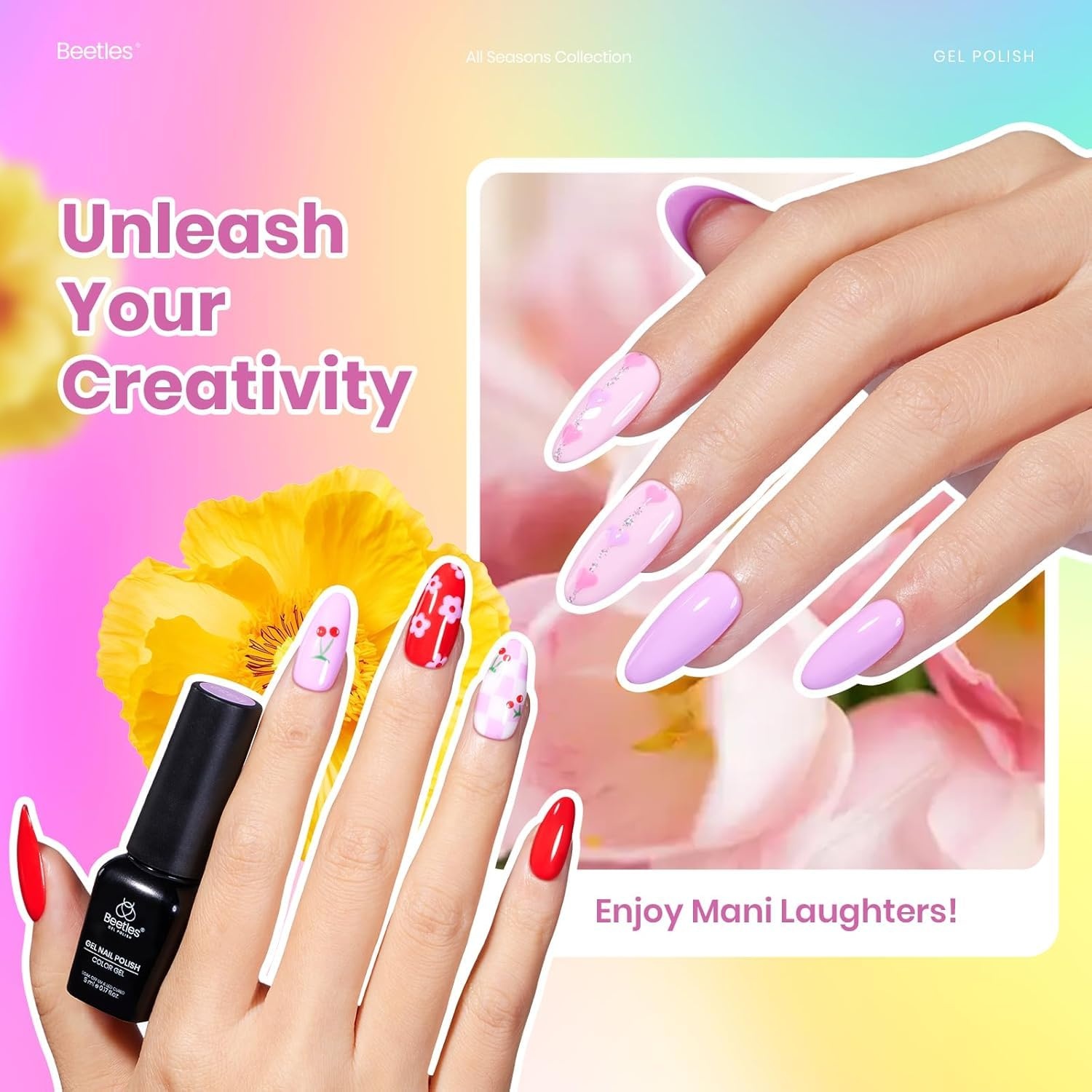 image:imageBeetles Gel Polish Set 39Pcs Red Burgundy Blue Green Nude Pink Purple Gel Nail Polish with Base Top Coat for Manicure Lovers DIY at Home UV LED Needed Gift for Women Enchanted JewelryVivid Whimsy