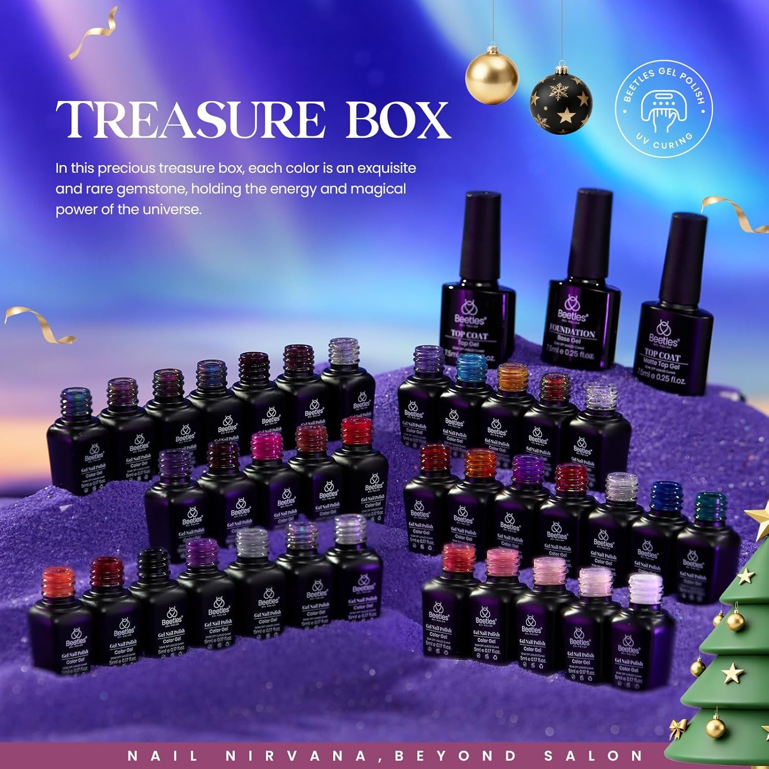 image:imageBeetles Gel Polish Set 39Pcs Red Burgundy Blue Green Nude Pink Purple Gel Nail Polish with Base Top Coat for Manicure Lovers DIY at Home UV LED Needed Gift for Women Enchanted JewelryTreasure Box