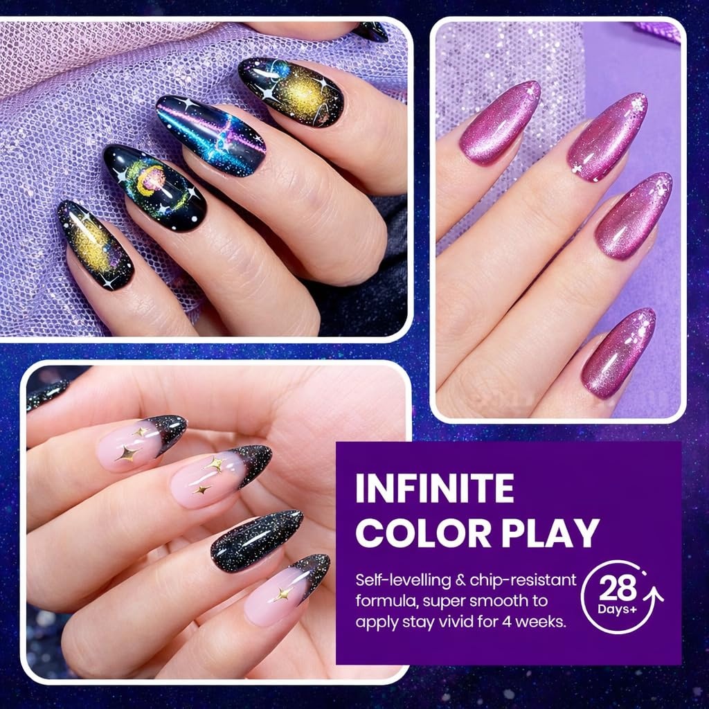 image:imageBeetles Gel Polish Set 39Pcs Red Burgundy Blue Green Nude Pink Purple Gel Nail Polish with Base Top Coat for Manicure Lovers DIY at Home UV LED Needed Gift for Women Enchanted JewelryStellar Mirage