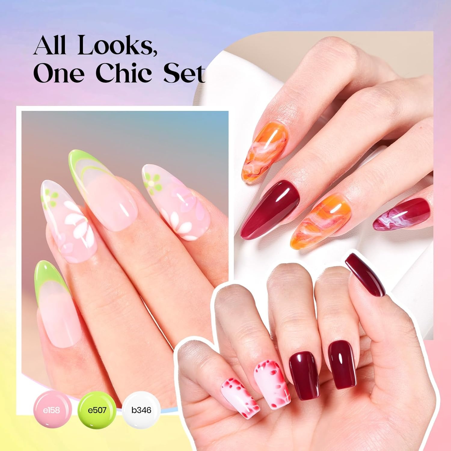 image:imageBeetles Gel Polish Set 39Pcs Red Burgundy Blue Green Nude Pink Purple Gel Nail Polish with Base Top Coat for Manicure Lovers DIY at Home UV LED Needed Gift for Women Enchanted JewelryColor Sonata