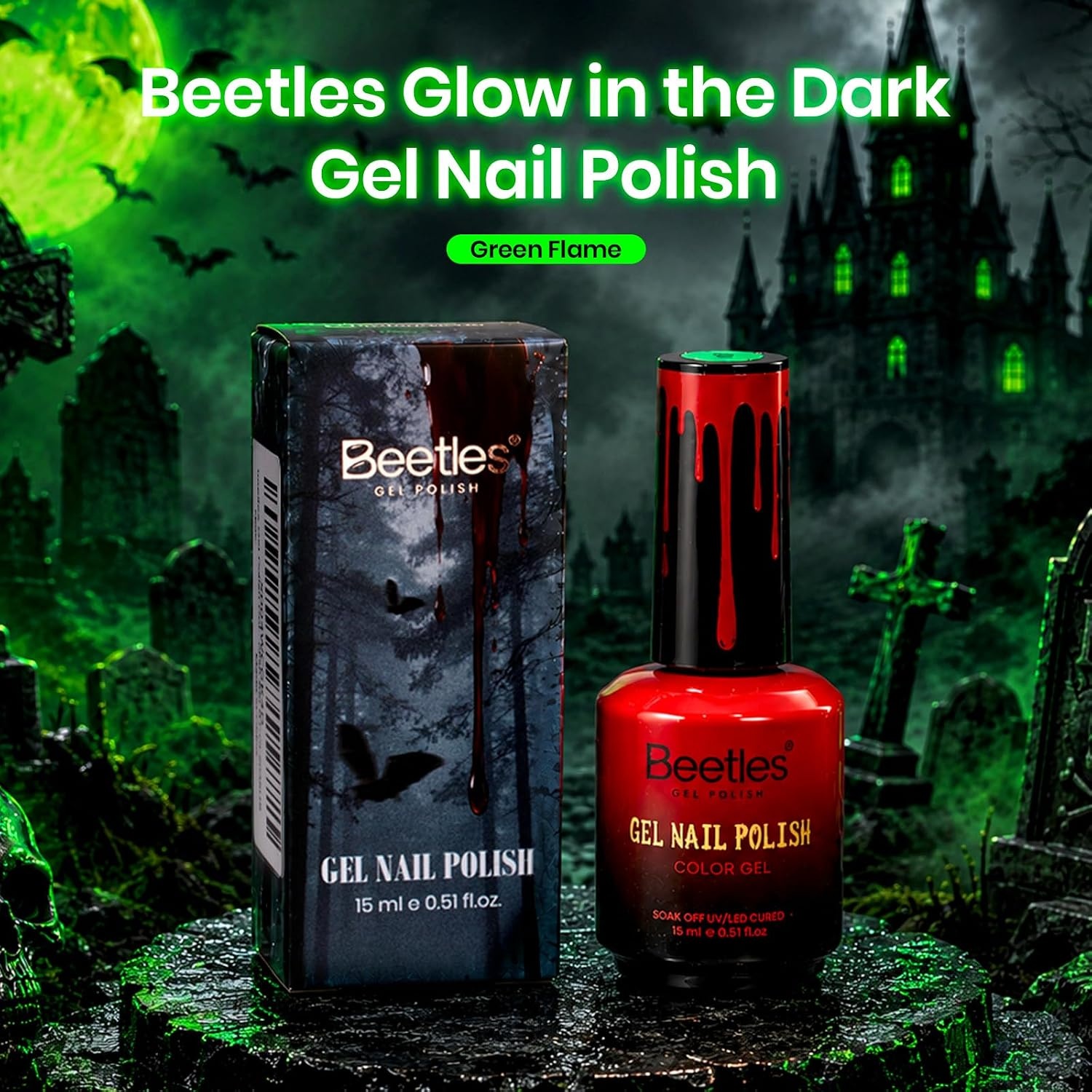 image:imageBeetles Pistachio Latte Cat Eye Gel Polish Brown Base Green Magnetic Glow 15ml Fall Brown Cat Eye Gel Green Magnetic Glass Shimmer Effect Soak Off UV Nail Polish for DIY Nail Art Salon ManicuresGreen Flame