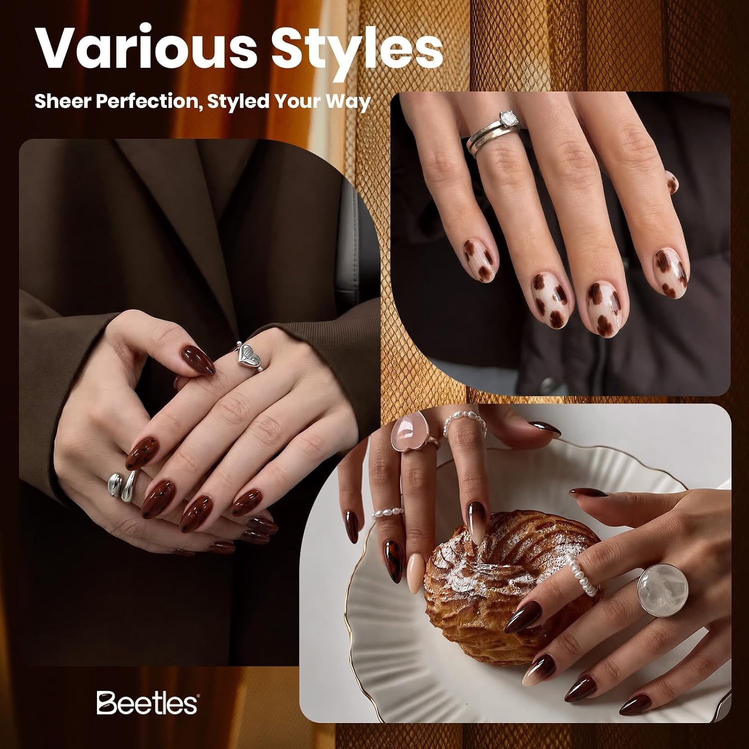image:imageBeetles Pistachio Latte Cat Eye Gel Polish Brown Base Green Magnetic Glow 15ml Fall Brown Cat Eye Gel Green Magnetic Glass Shimmer Effect Soak Off UV Nail Polish for DIY Nail Art Salon ManicuresA Sheer Brown Morning Mocha