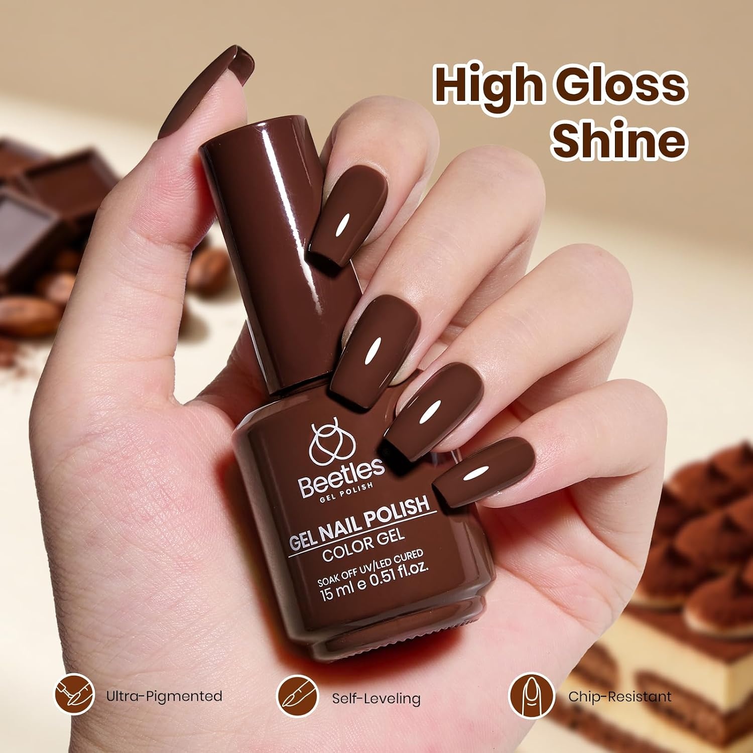 image:imageBeetles Pistachio Latte Cat Eye Gel Polish Brown Base Green Magnetic Glow 15ml Fall Brown Cat Eye Gel Green Magnetic Glass Shimmer Effect Soak Off UV Nail Polish for DIY Nail Art Salon ManicuresI Creme Brown Oat Cocoa