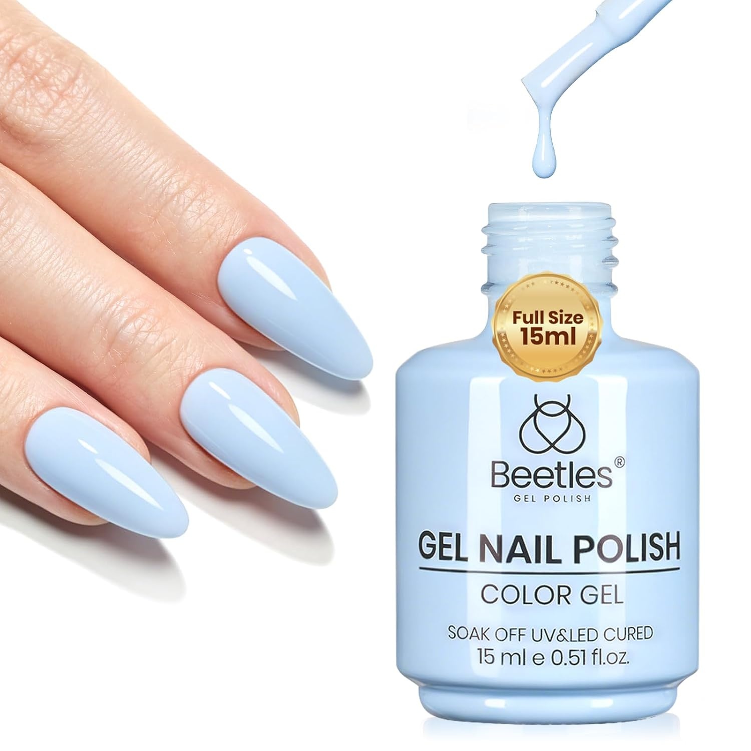image:imageBeetles Pistachio Latte Cat Eye Gel Polish Brown Base Green Magnetic Glow 15ml Fall Brown Cat Eye Gel Green Magnetic Glass Shimmer Effect Soak Off UV Nail Polish for DIY Nail Art Salon ManicuresD Creme Blue Milky Blue
