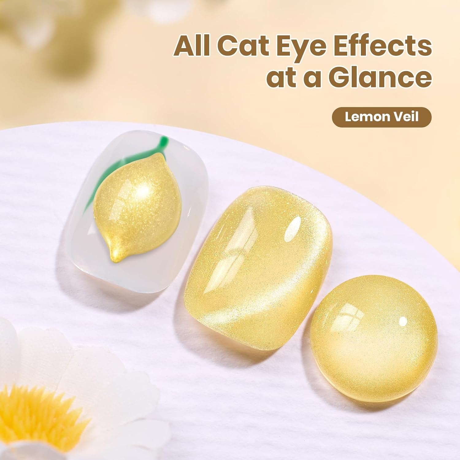 image:imageBeetles Pistachio Latte Cat Eye Gel Polish Brown Base Green Magnetic Glow 15ml Fall Brown Cat Eye Gel Green Magnetic Glass Shimmer Effect Soak Off UV Nail Polish for DIY Nail Art Salon ManicuresK Velvet Yellow Lemon Veil