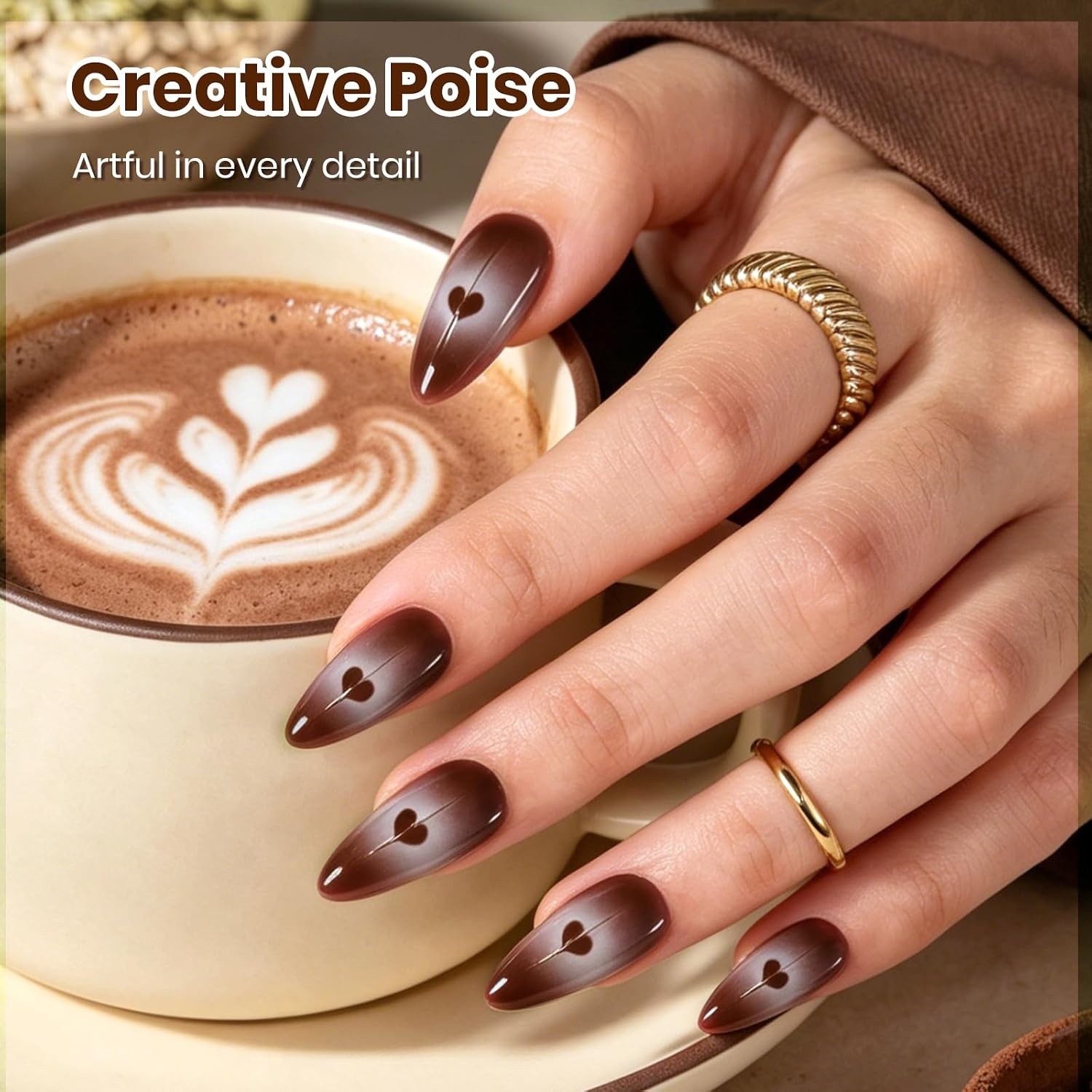 image:imageBeetles Pistachio Latte Cat Eye Gel Polish Brown Base Green Magnetic Glow 15ml Fall Brown Cat Eye Gel Green Magnetic Glass Shimmer Effect Soak Off UV Nail Polish for DIY Nail Art Salon ManicuresI Creme Brown Oat Cocoa