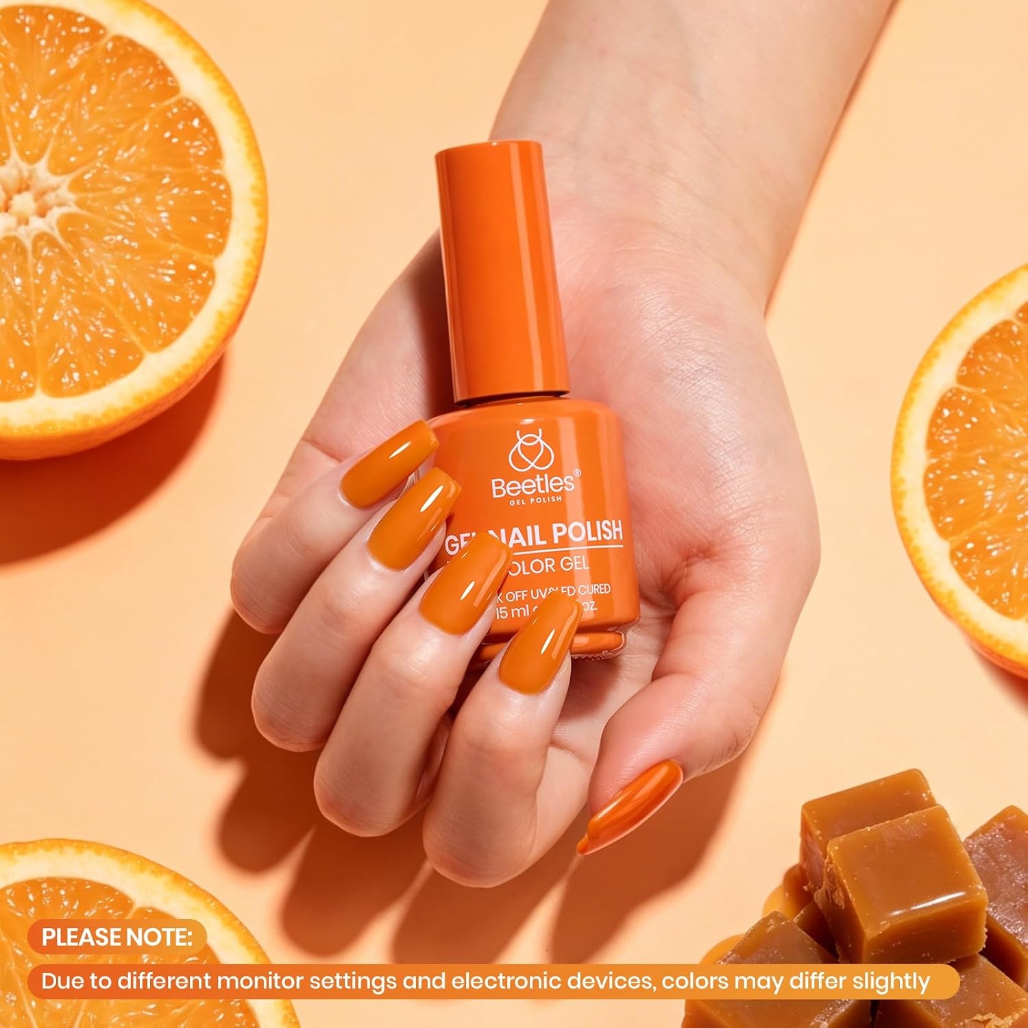 image:imageBeetles Pistachio Latte Cat Eye Gel Polish Brown Base Green Magnetic Glow 15ml Fall Brown Cat Eye Gel Green Magnetic Glass Shimmer Effect Soak Off UV Nail Polish for DIY Nail Art Salon ManicuresM Creme Orange Caramel Orange