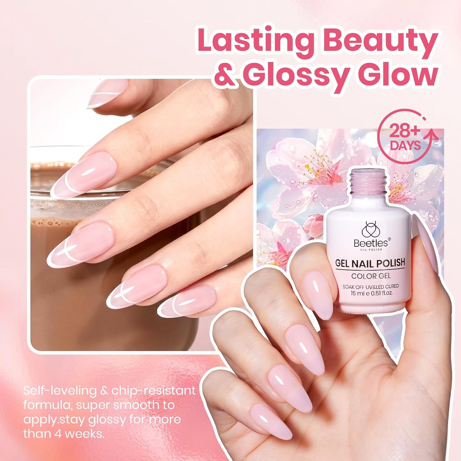 image:imageBeetles Pistachio Latte Cat Eye Gel Polish Brown Base Green Magnetic Glow 15ml Fall Brown Cat Eye Gel Green Magnetic Glass Shimmer Effect Soak Off UV Nail Polish for DIY Nail Art Salon ManicuresA Sheer Pink Sakura Pudding