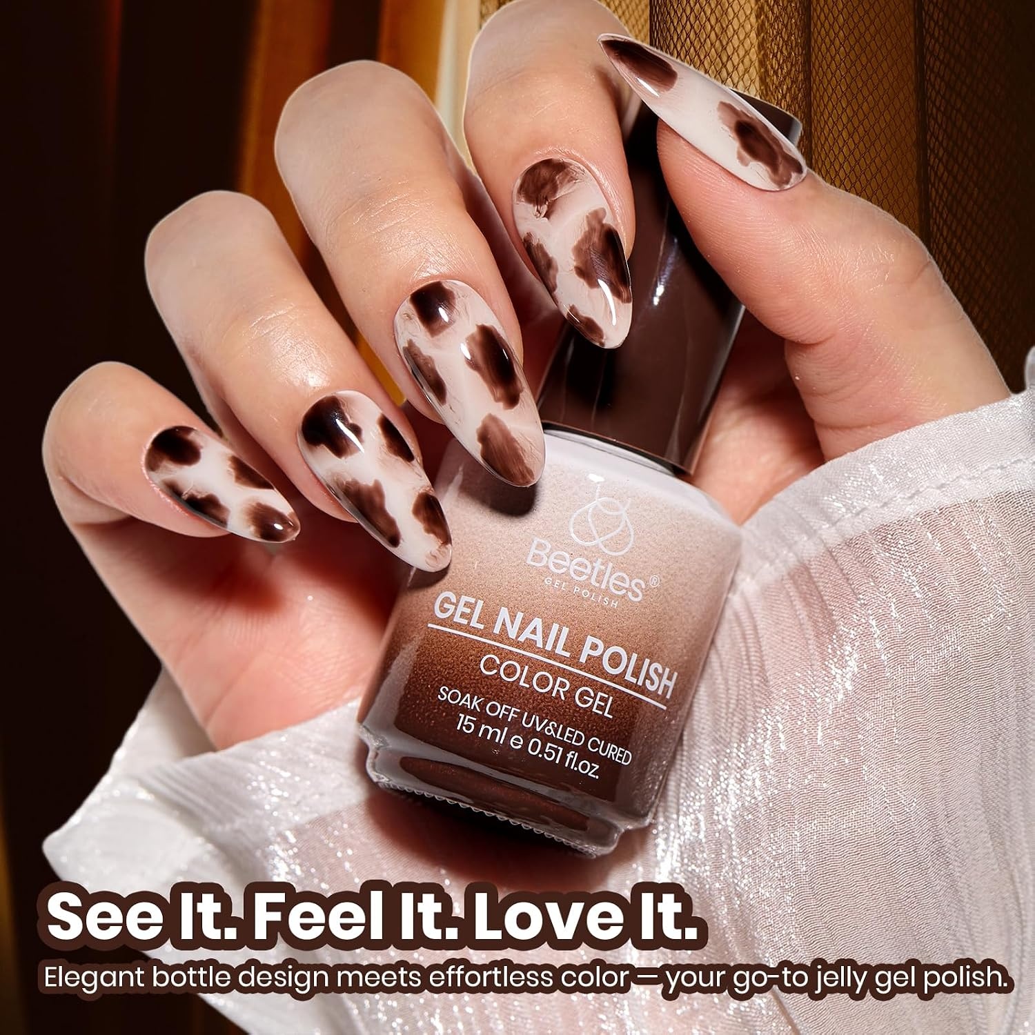 image:imageBeetles Pistachio Latte Cat Eye Gel Polish Brown Base Green Magnetic Glow 15ml Fall Brown Cat Eye Gel Green Magnetic Glass Shimmer Effect Soak Off UV Nail Polish for DIY Nail Art Salon ManicuresA Sheer Brown Morning Mocha