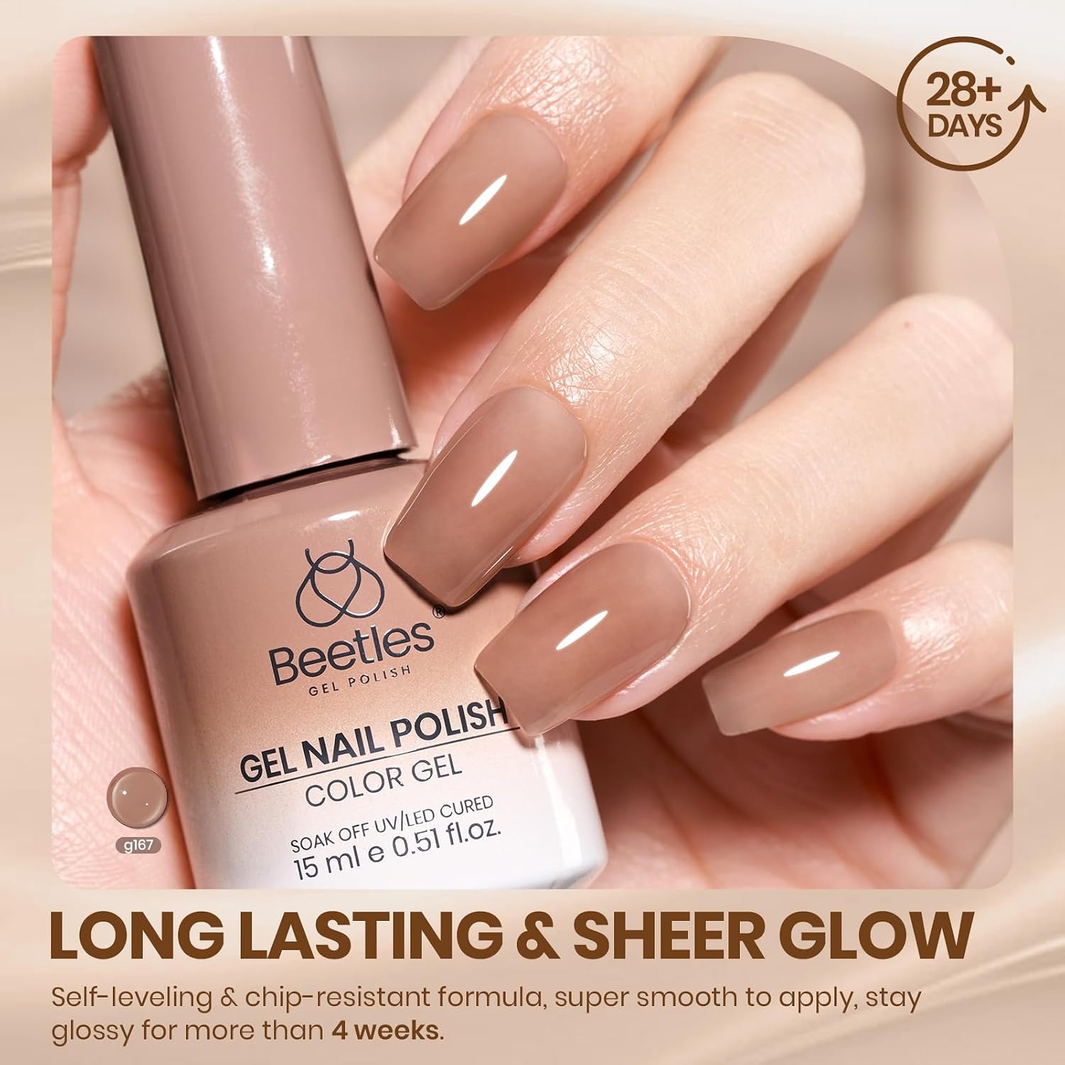 image:imageBeetles Pistachio Latte Cat Eye Gel Polish Brown Base Green Magnetic Glow 15ml Fall Brown Cat Eye Gel Green Magnetic Glass Shimmer Effect Soak Off UV Nail Polish for DIY Nail Art Salon ManicuresI Sheer Brown Soft Brew