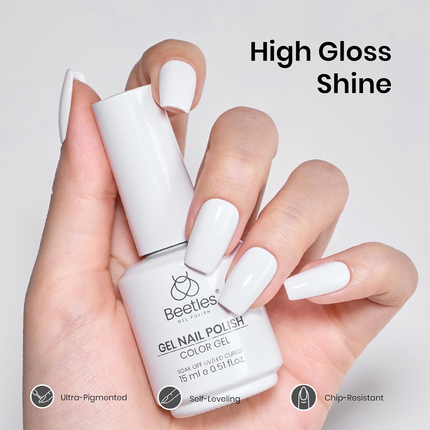 image:imageBeetles Pistachio Latte Cat Eye Gel Polish Brown Base Green Magnetic Glow 15ml Fall Brown Cat Eye Gel Green Magnetic Glass Shimmer Effect Soak Off UV Nail Polish for DIY Nail Art Salon ManicuresA Creme White 15ML Snowdrop White Color