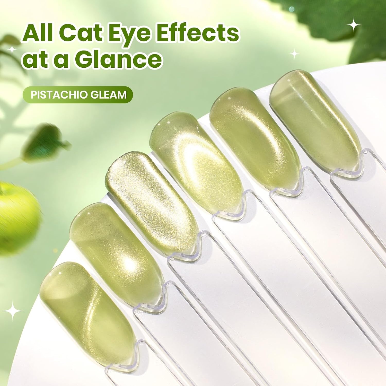 image:imageBeetles Pistachio Latte Cat Eye Gel Polish Brown Base Green Magnetic Glow 15ml Fall Brown Cat Eye Gel Green Magnetic Glass Shimmer Effect Soak Off UV Nail Polish for DIY Nail Art Salon ManicuresH Glassy Green Pistachio Gleam