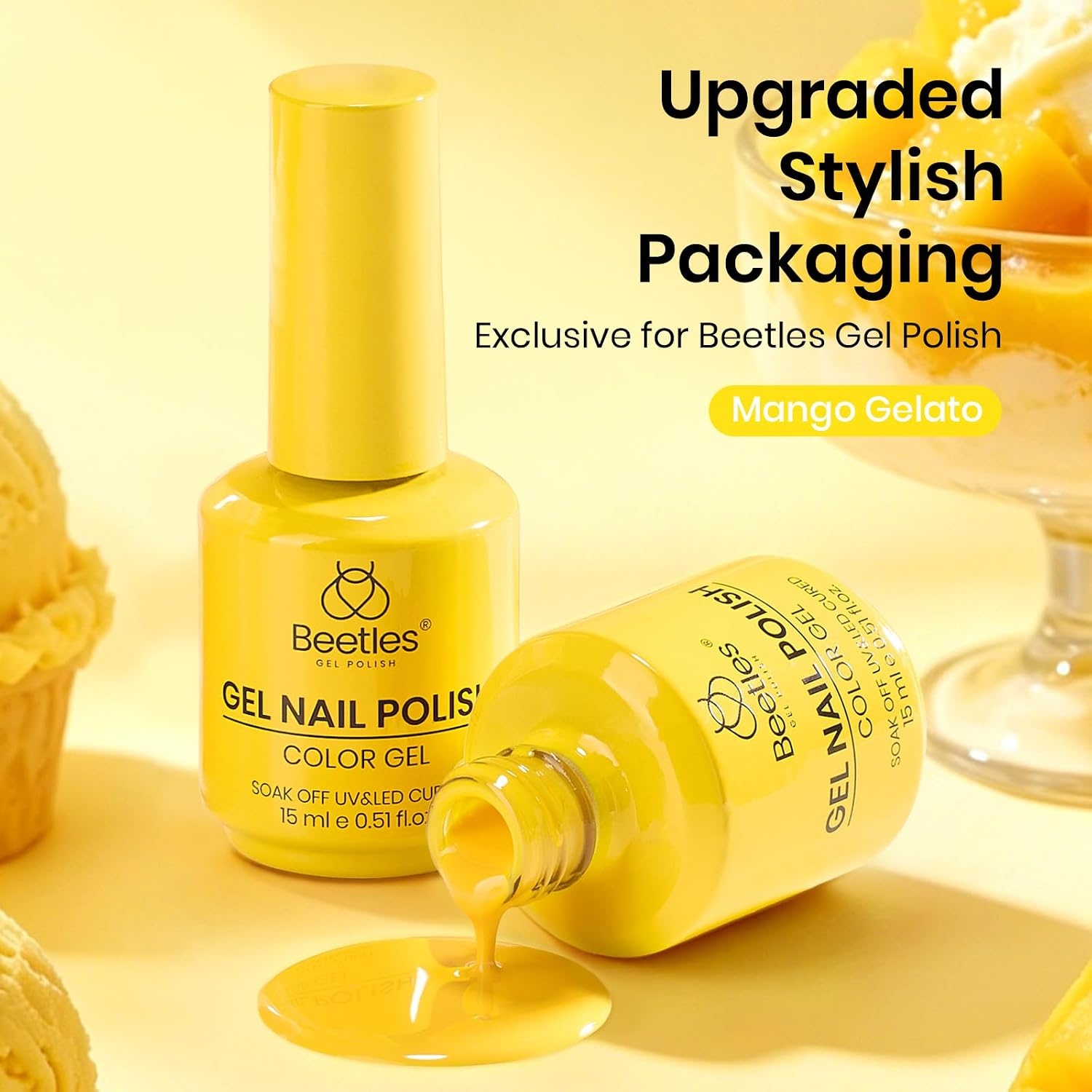 image:imageBeetles Pistachio Latte Cat Eye Gel Polish Brown Base Green Magnetic Glow 15ml Fall Brown Cat Eye Gel Green Magnetic Glass Shimmer Effect Soak Off UV Nail Polish for DIY Nail Art Salon ManicuresK Creme Yellow Mango Gelato