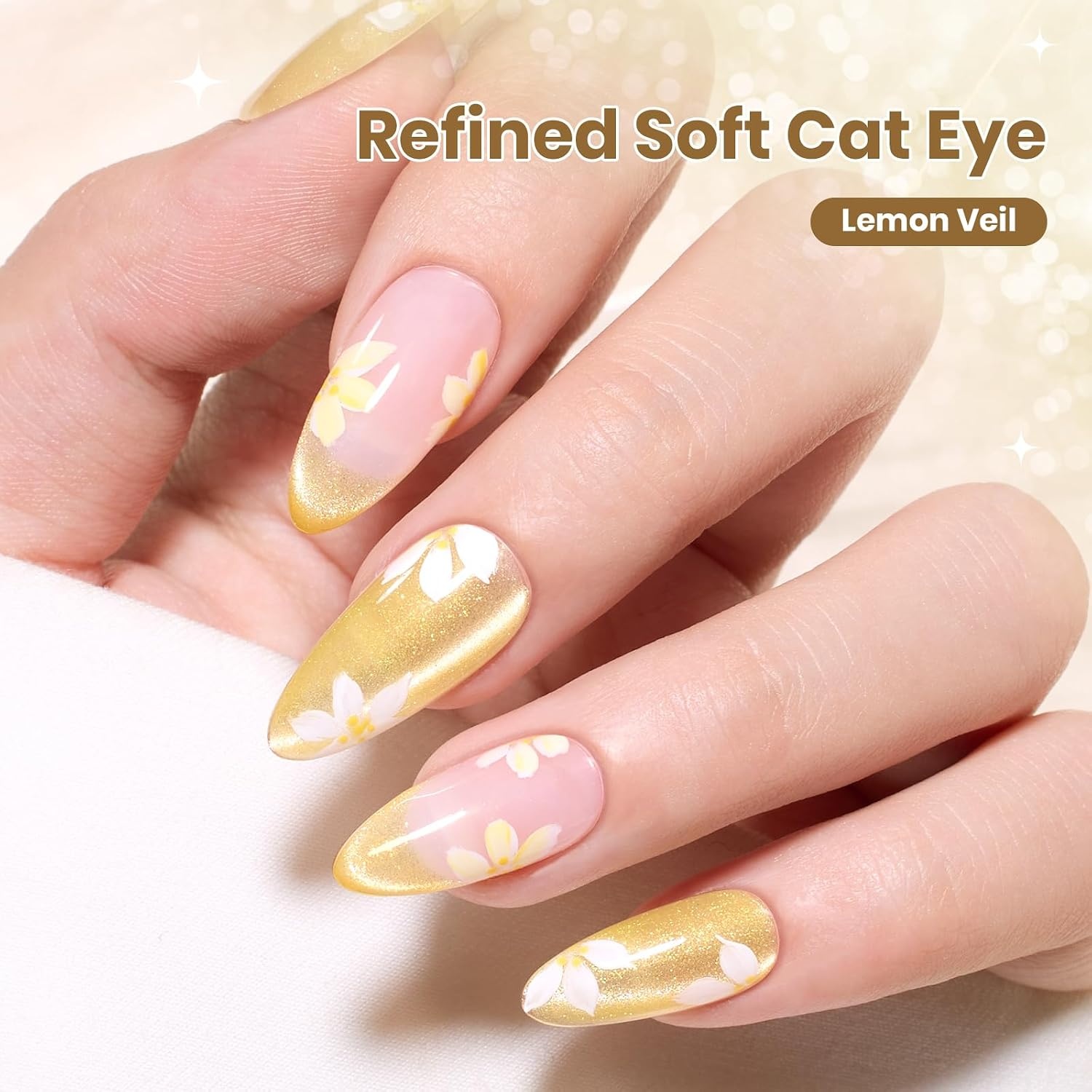 image:imageBeetles Pistachio Latte Cat Eye Gel Polish Brown Base Green Magnetic Glow 15ml Fall Brown Cat Eye Gel Green Magnetic Glass Shimmer Effect Soak Off UV Nail Polish for DIY Nail Art Salon ManicuresK Velvet Yellow Lemon Veil