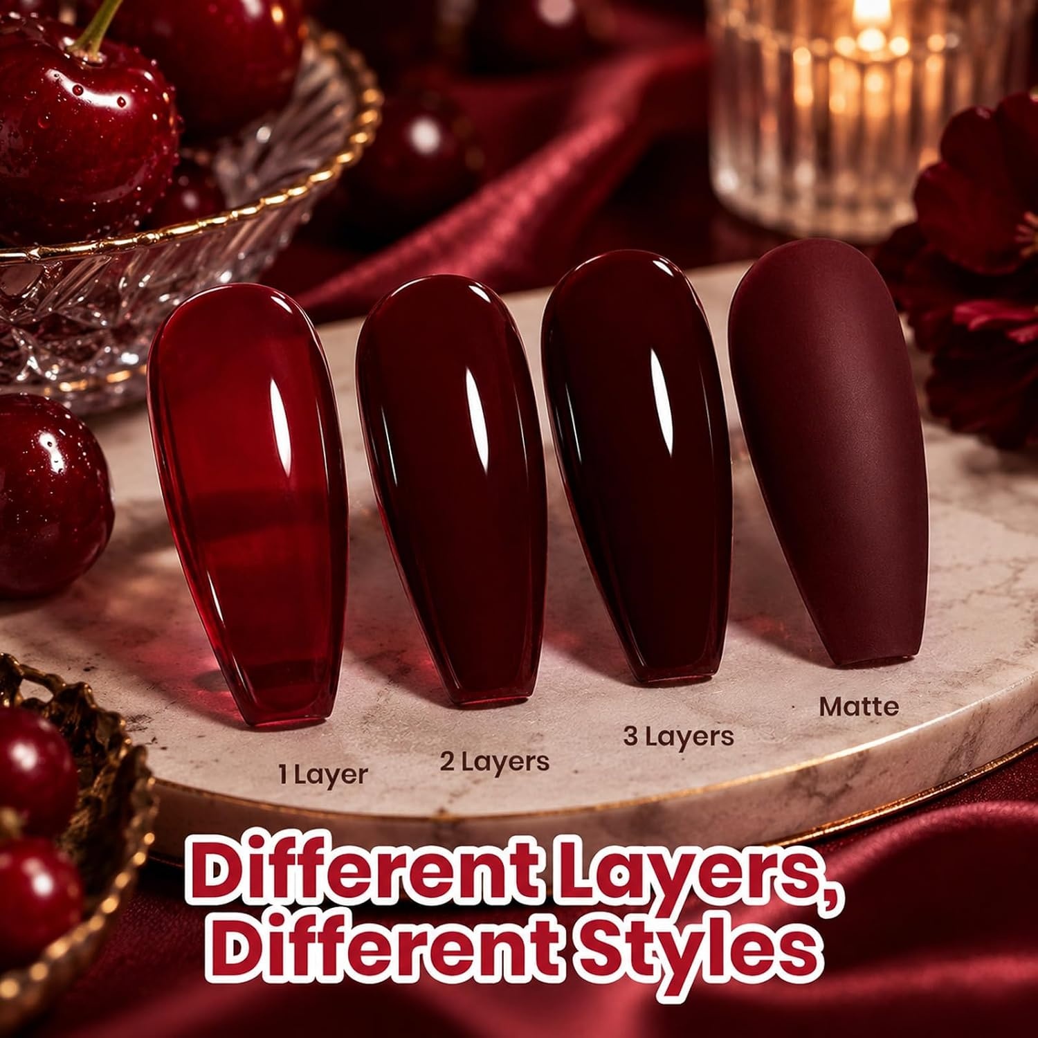 image:imageBeetles Pistachio Latte Cat Eye Gel Polish Brown Base Green Magnetic Glow 15ml Fall Brown Cat Eye Gel Green Magnetic Glass Shimmer Effect Soak Off UV Nail Polish for DIY Nail Art Salon ManicuresA Sheer Dark Red Cherry Allure