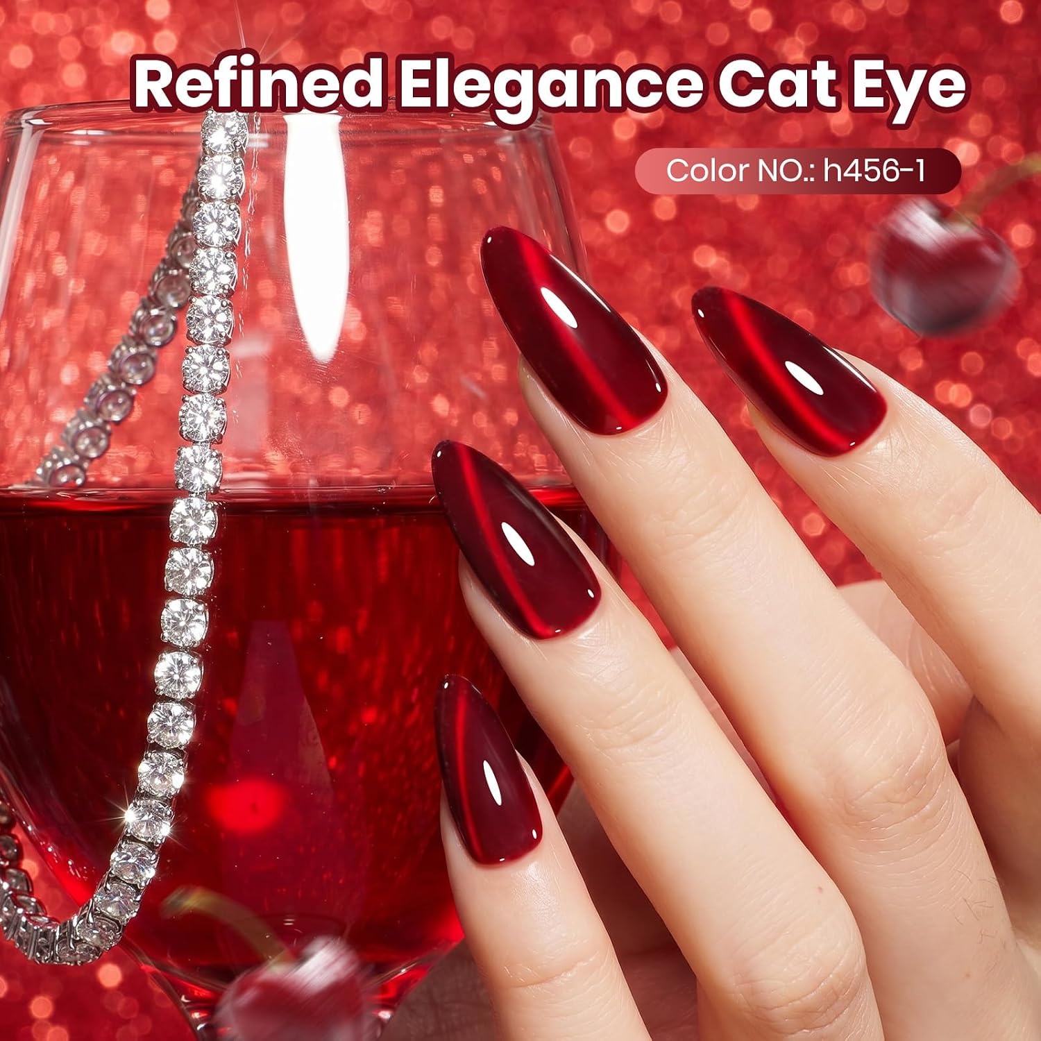 image:imageBeetles Pistachio Latte Cat Eye Gel Polish Brown Base Green Magnetic Glow 15ml Fall Brown Cat Eye Gel Green Magnetic Glass Shimmer Effect Soak Off UV Nail Polish for DIY Nail Art Salon ManicuresA Glassy Red WineStained Cherry