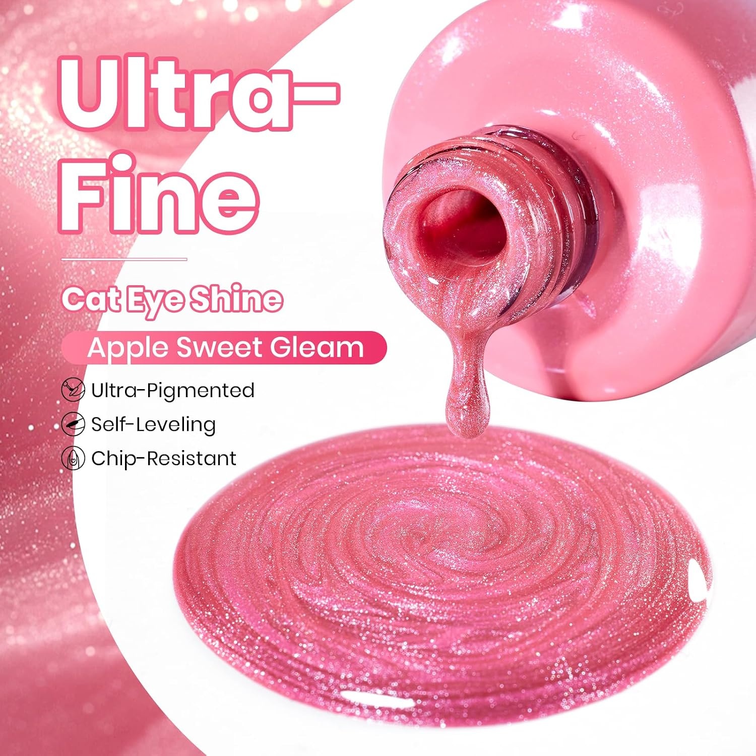 image:imageBeetles Pistachio Latte Cat Eye Gel Polish Brown Base Green Magnetic Glow 15ml Fall Brown Cat Eye Gel Green Magnetic Glass Shimmer Effect Soak Off UV Nail Polish for DIY Nail Art Salon ManicuresB Glassy Pink Apple Sweet Gleam