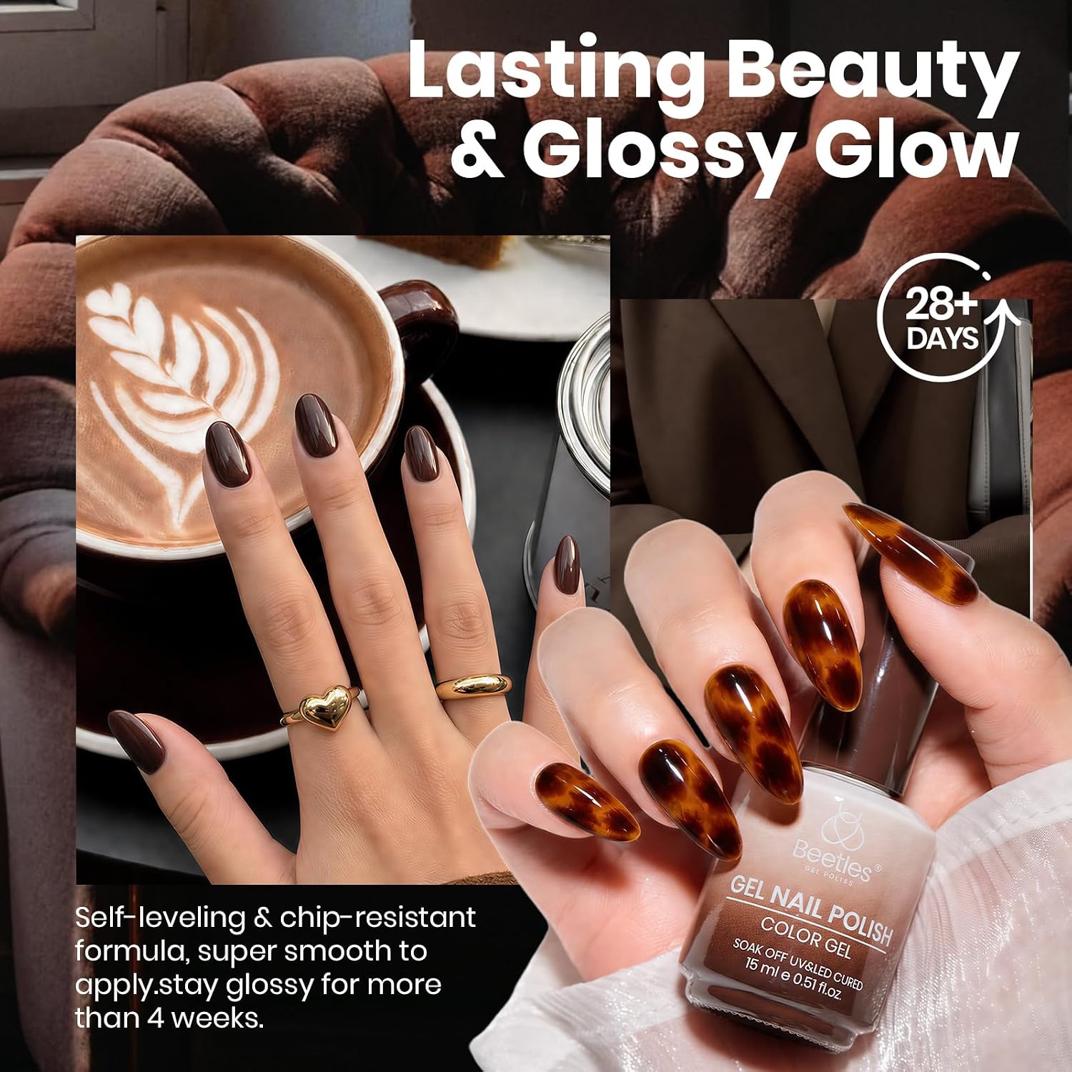image:imageBeetles Pistachio Latte Cat Eye Gel Polish Brown Base Green Magnetic Glow 15ml Fall Brown Cat Eye Gel Green Magnetic Glass Shimmer Effect Soak Off UV Nail Polish for DIY Nail Art Salon ManicuresA Sheer Brown Morning Mocha