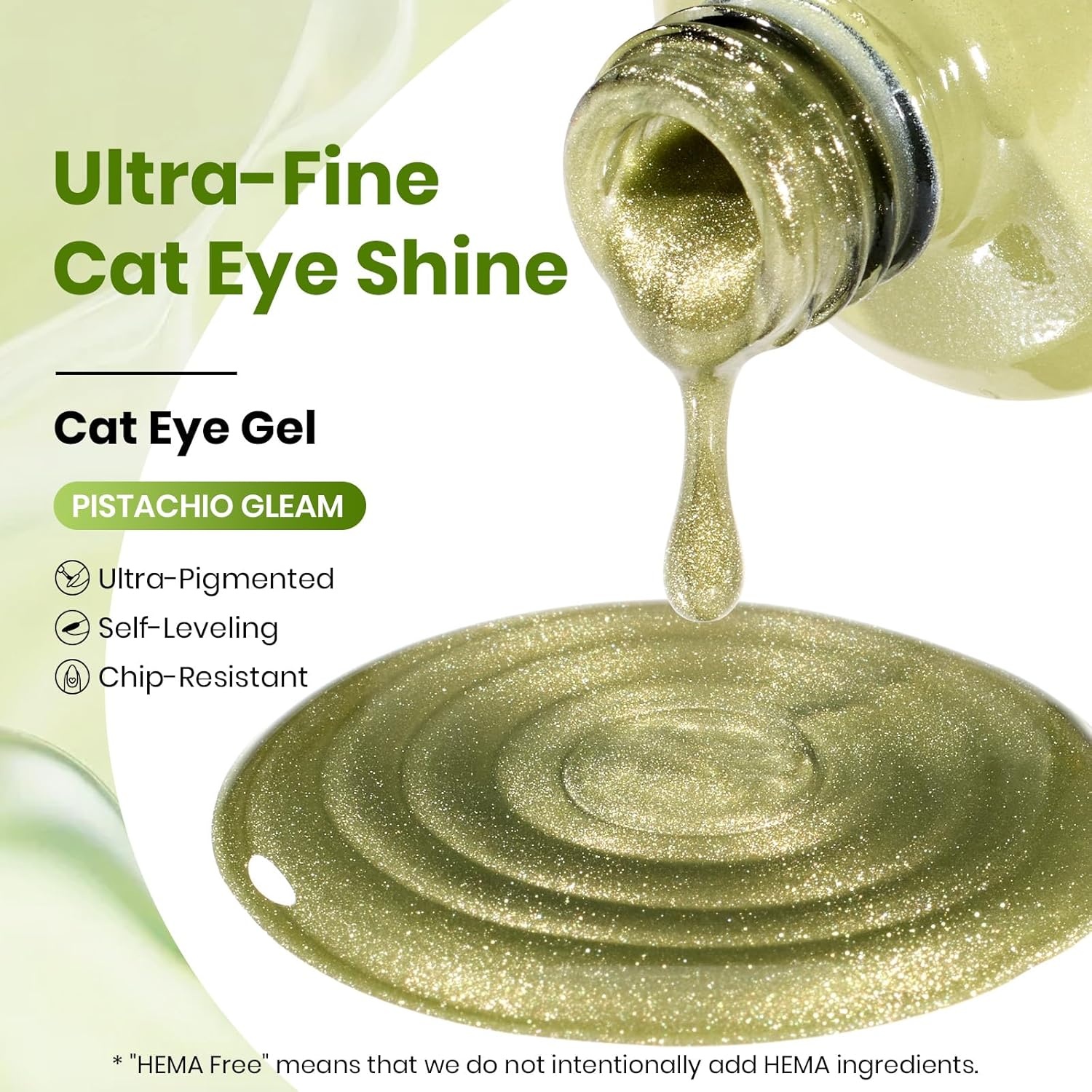 image:imageBeetles Pistachio Latte Cat Eye Gel Polish Brown Base Green Magnetic Glow 15ml Fall Brown Cat Eye Gel Green Magnetic Glass Shimmer Effect Soak Off UV Nail Polish for DIY Nail Art Salon ManicuresH Glassy Green Pistachio Gleam
