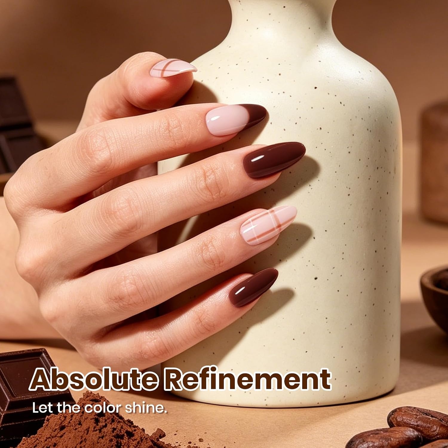 image:imageBeetles Pistachio Latte Cat Eye Gel Polish Brown Base Green Magnetic Glow 15ml Fall Brown Cat Eye Gel Green Magnetic Glass Shimmer Effect Soak Off UV Nail Polish for DIY Nail Art Salon ManicuresI Creme Brown Oat Cocoa